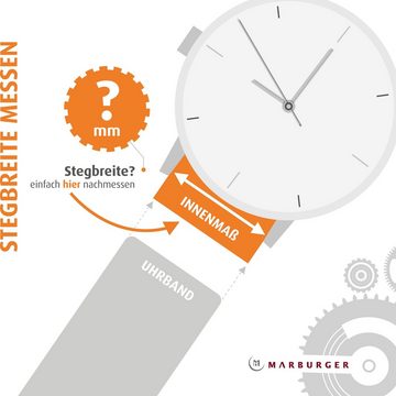 MARBURGER Uhrenarmband 18, 19, 20, 21, 22mm Edelstahl Silber Flexband