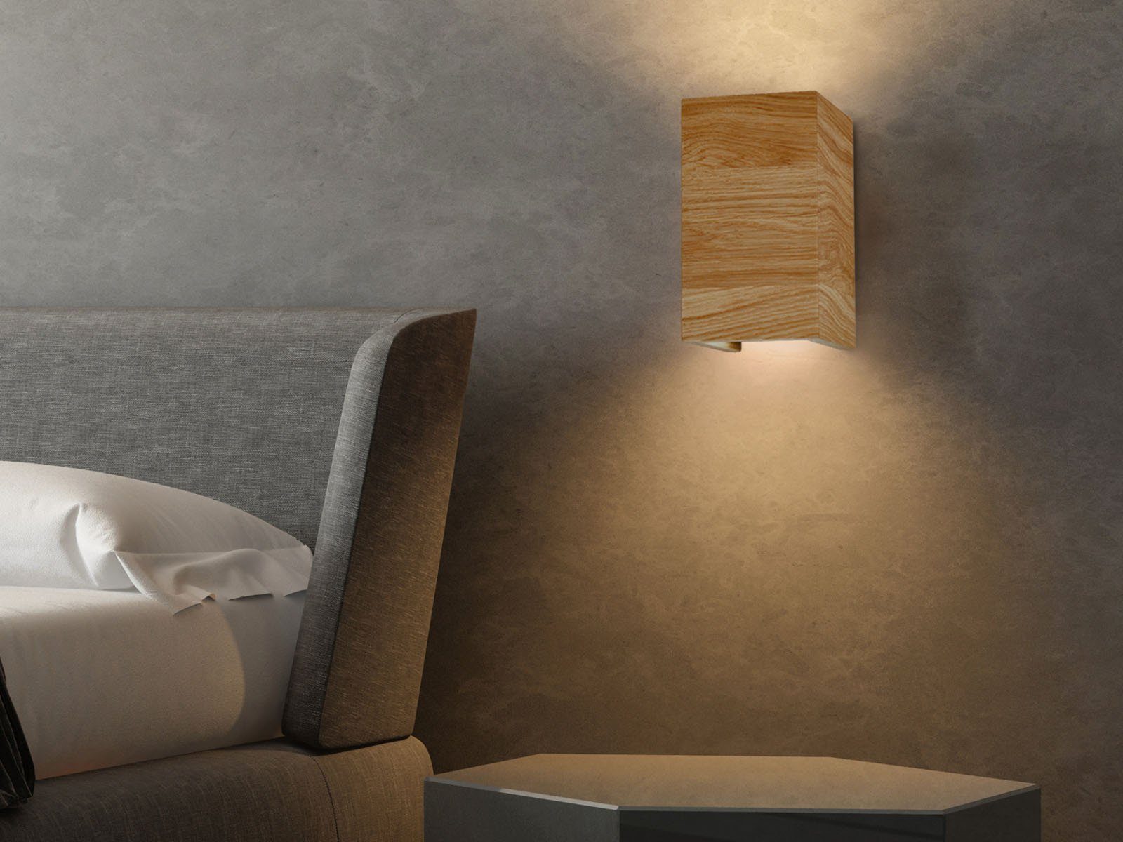 Holz-Lampen 10cm 2er Wandleuchte, LED meineWunschleuchte Wand-Beleuchtung wechselbar, indirekte Warmweiß, breit, SET LED innen