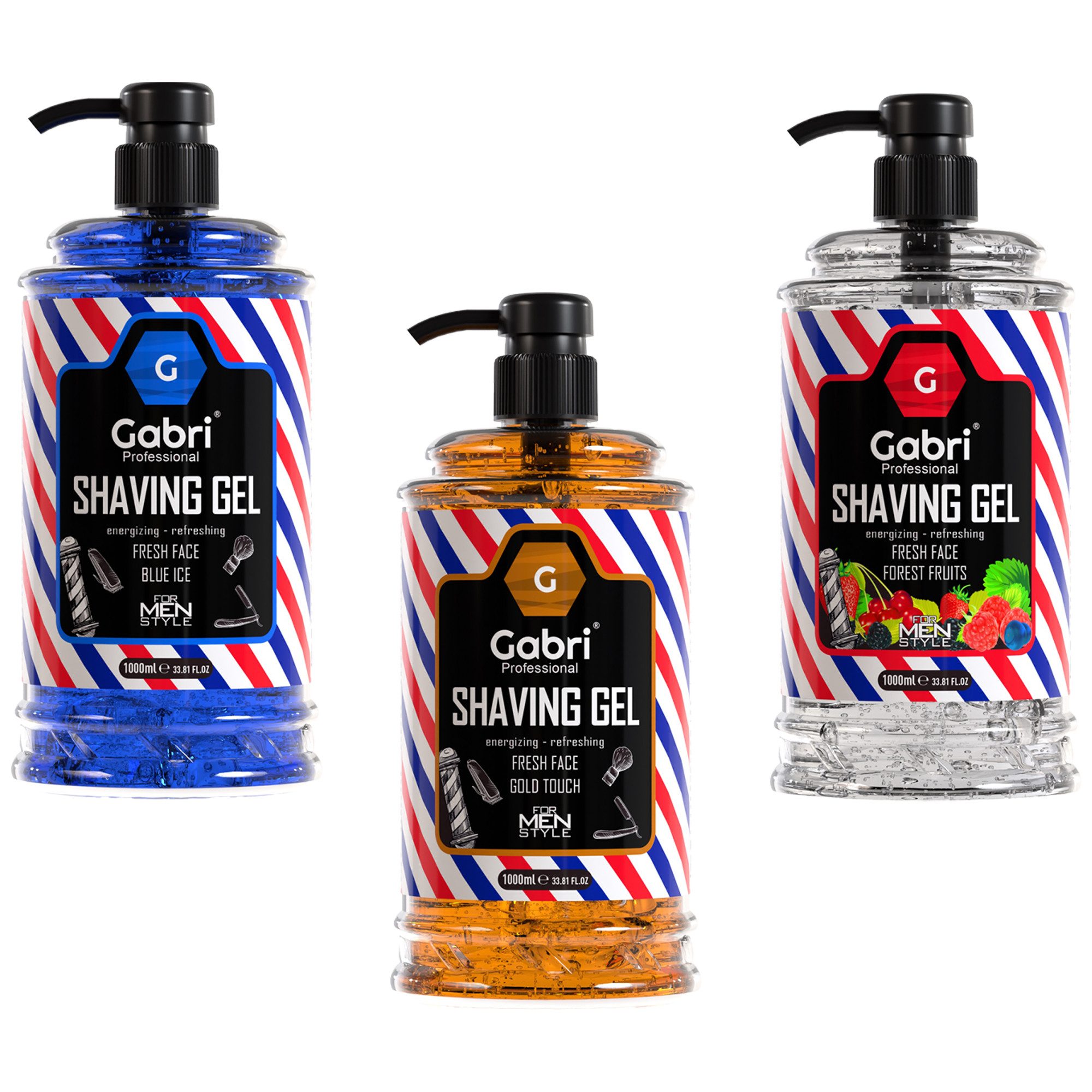 Gabri Professional Rasiergel Gabri Professional - 3 x Shaving Gel Collection-Set je 1000 ml, 3-tlg., 3 verschiedene Düfte