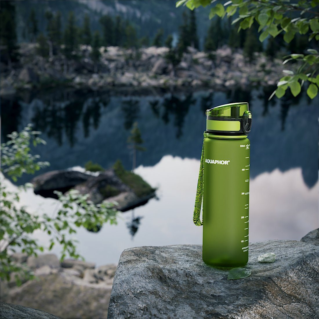Tritan BPA-frei, für Wasserfilter AQUAPHOR unterwegs, lime Trinkflasche CITY Aktivkohle mit mit I Filter Flasche I & 500ml. Aus Farbe: