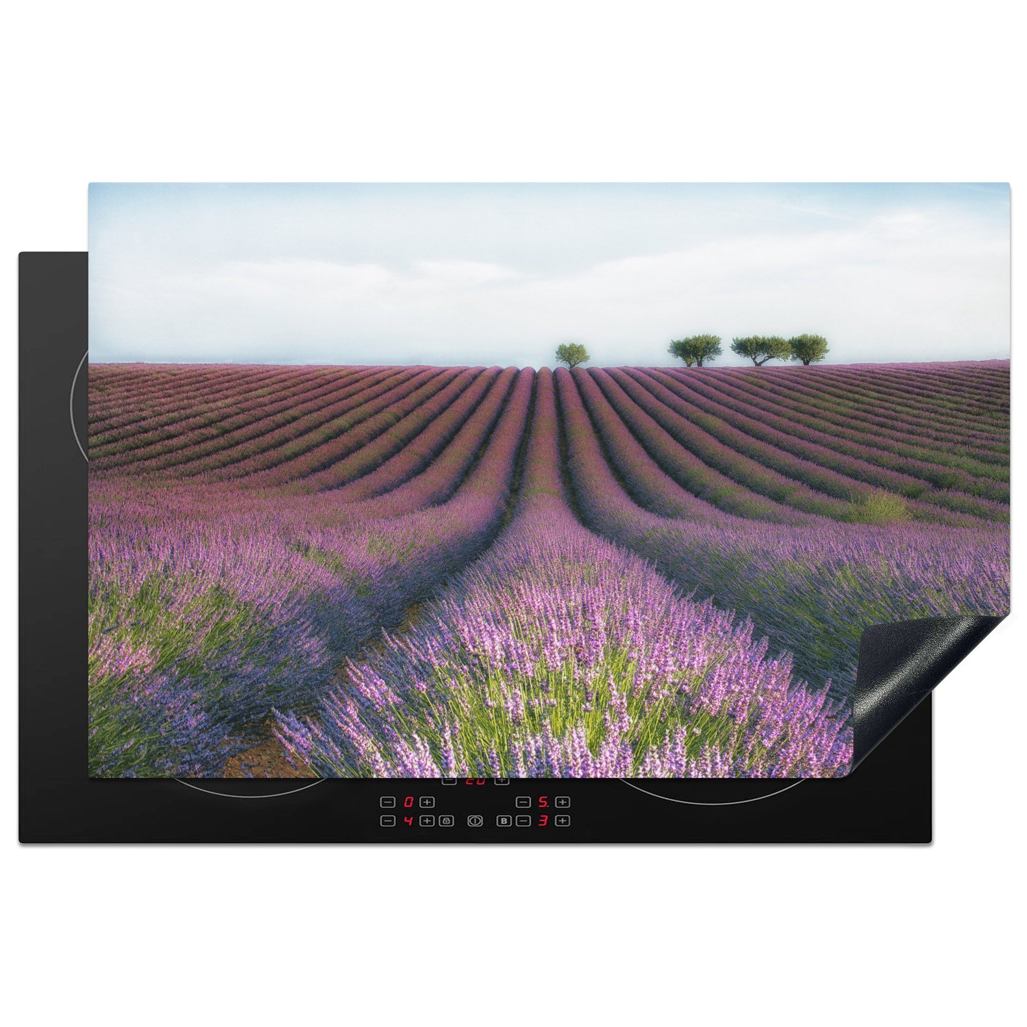 - tlg), Lavendel 81x52 Induktionskochfeld die Vinyl, Schutz Herdblende-/Abdeckplatte (1 - küche, cm, für MuchoWow Ceranfeldabdeckung Blumen Natur,