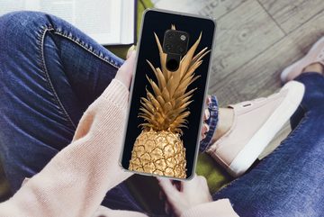 MuchoWow Handyhülle Ananas - Gold - Farbe - Schwarz - Obst - Luxus, Handyhülle Huawei P40 Lite, Handy Case, Silikon, Bumper Case