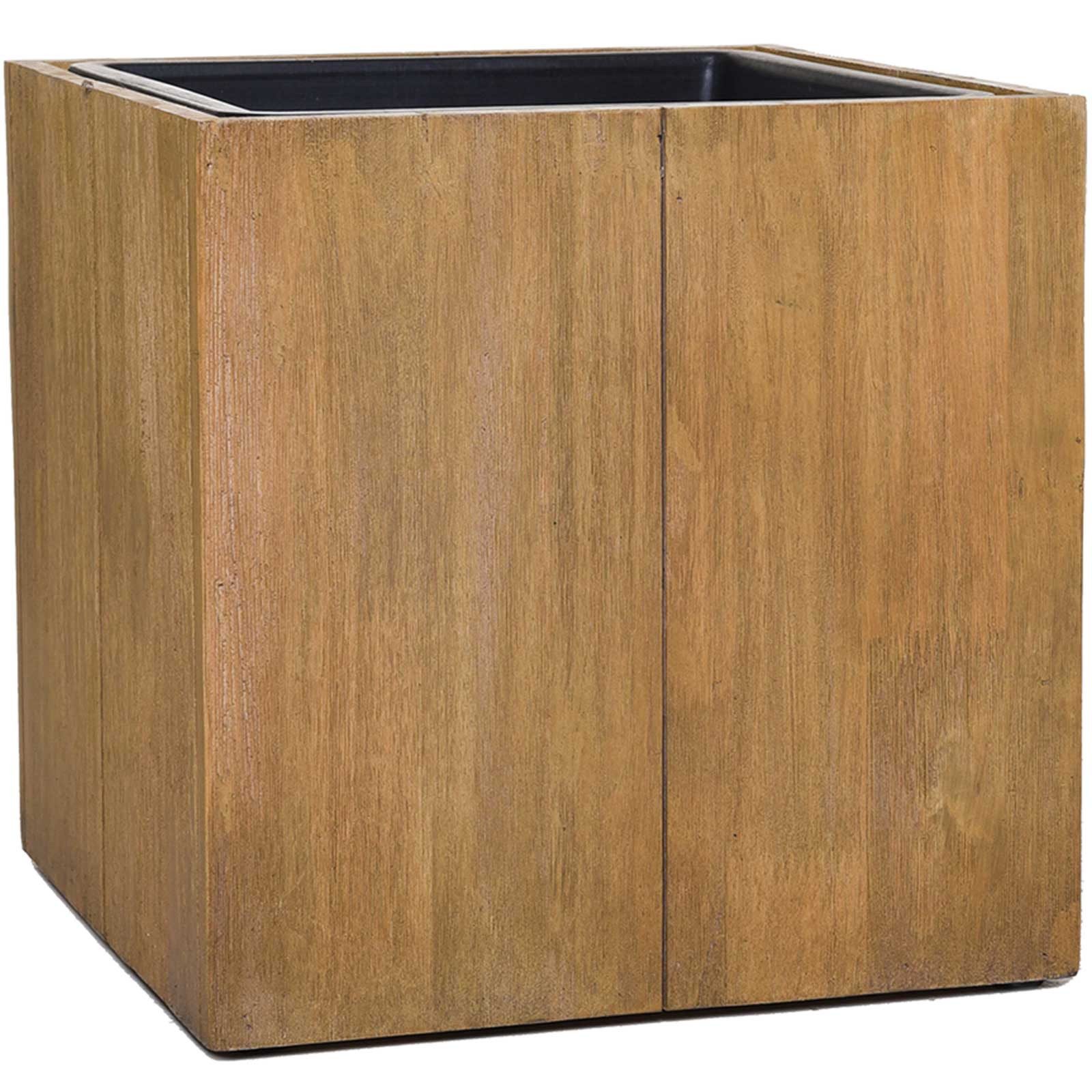 VIVANNO Pflanzkübel Holz BLOCK Würfel - Antikbraun Maserung (1 St), 33x33x33 cm