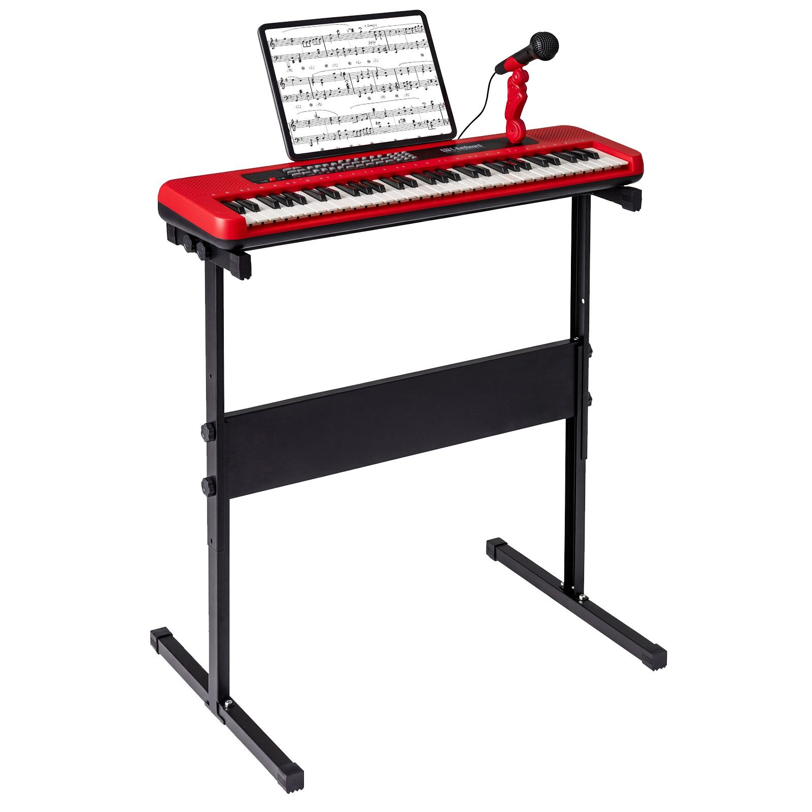 COSTWAY Spielzeug-Musikinstrument, Mit verstellbarem Ständer, Mikrofon & Notenständer