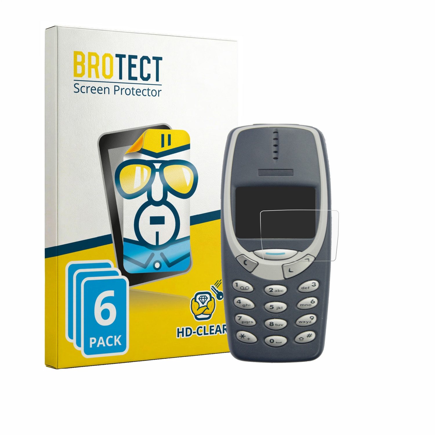 BROTECT Displayschutzfolie Schutzfolie für Nokia 3310 2011, 6 Stück, Displayschutz Schutz Folie Klar Transparent