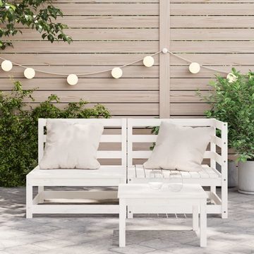 vidaXL Gartenbank Gartensofa 2-Sitzer Weiß Massivholz Kiefer