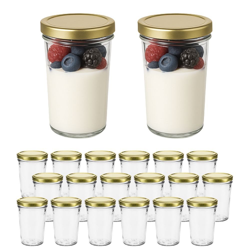 mikken Einmachglas Bechergläser 150 ml Einkochgläser mit Etiketten, (Spar-Set, 20er Set), Mit Twist-Off Deckel