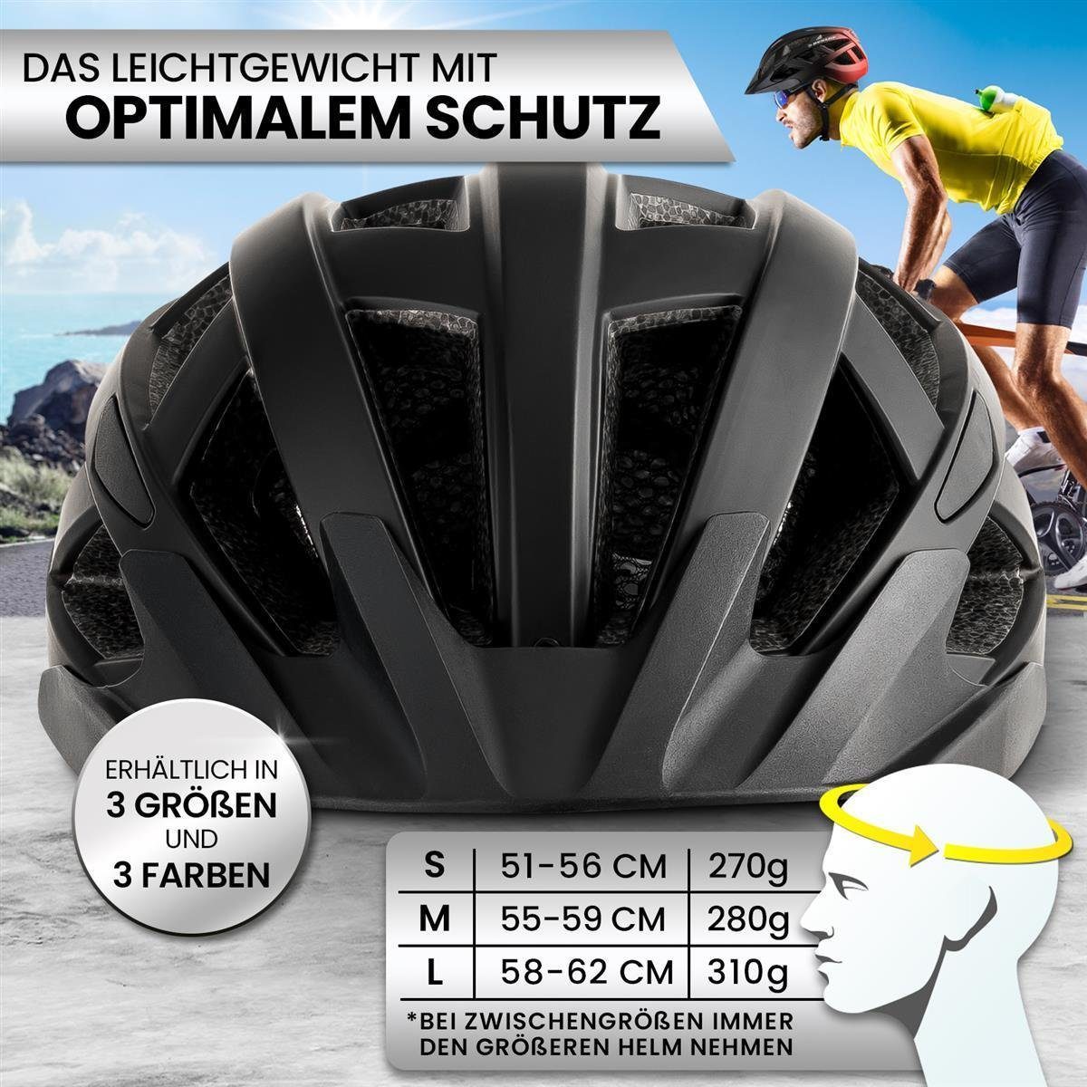 Dunlop Fahrradhelm Fahrradhelm mit Licht 3 Größen 3 Farben