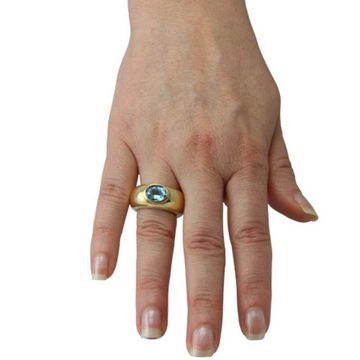 SKIELKA DESIGNSCHMUCK Goldring Aquamarin Ring "Heavy" 3,15 ct. (Gelbgold 585), hochwertige Goldschmiedearbeit aus Deutschland