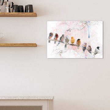 DEQORI Magnettafel 'Vögel auf einem Ast', Whiteboard Pinnwand beschreibbar