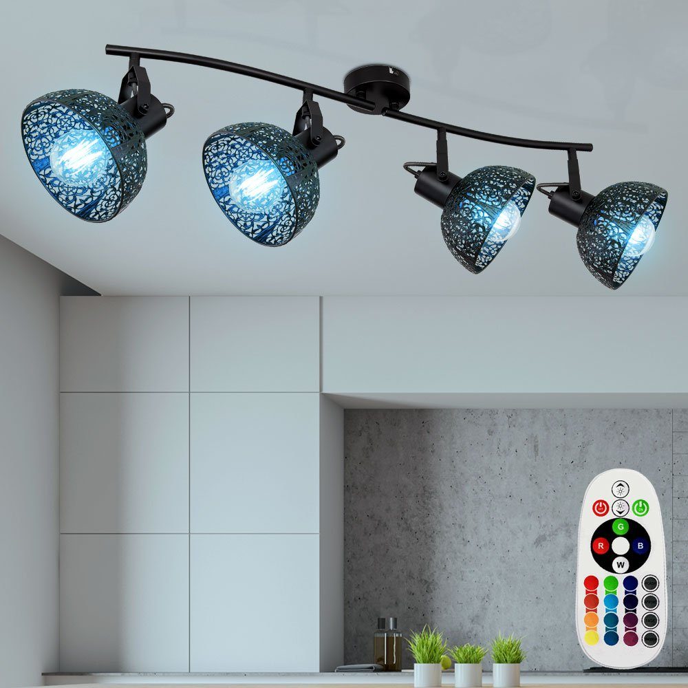 etc-shop LED Deckenspot, Leuchtmittel inklusive, Warmweiß, Farbwechsel, Decken Leuchte beweglich FERNBEDIENUNG Wohn Zimmer Spot Lampe