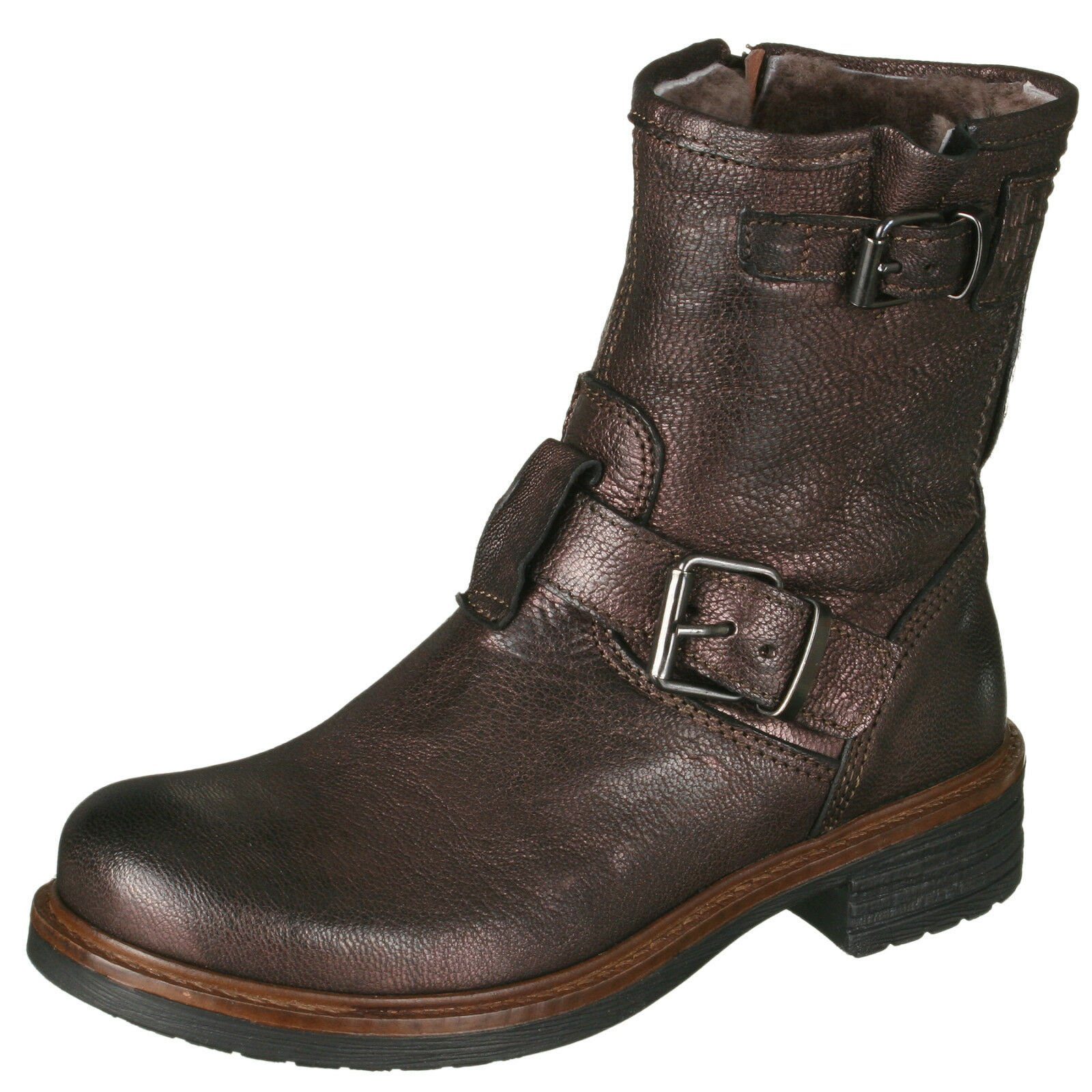 Momino 1411M Kinder Boots Stiefeletten Stiefel Braun Lammfell Stiefelette