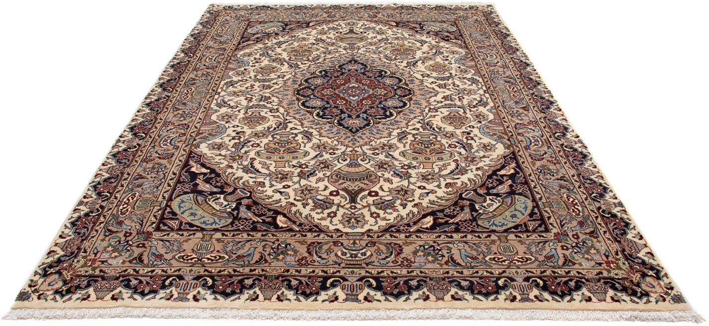 Wollteppich Kaschmar Medaillon Beige 288 x 192 cm, morgenland, rechteckig, Höhe: 10 mm, Unikat mit Zertifikat