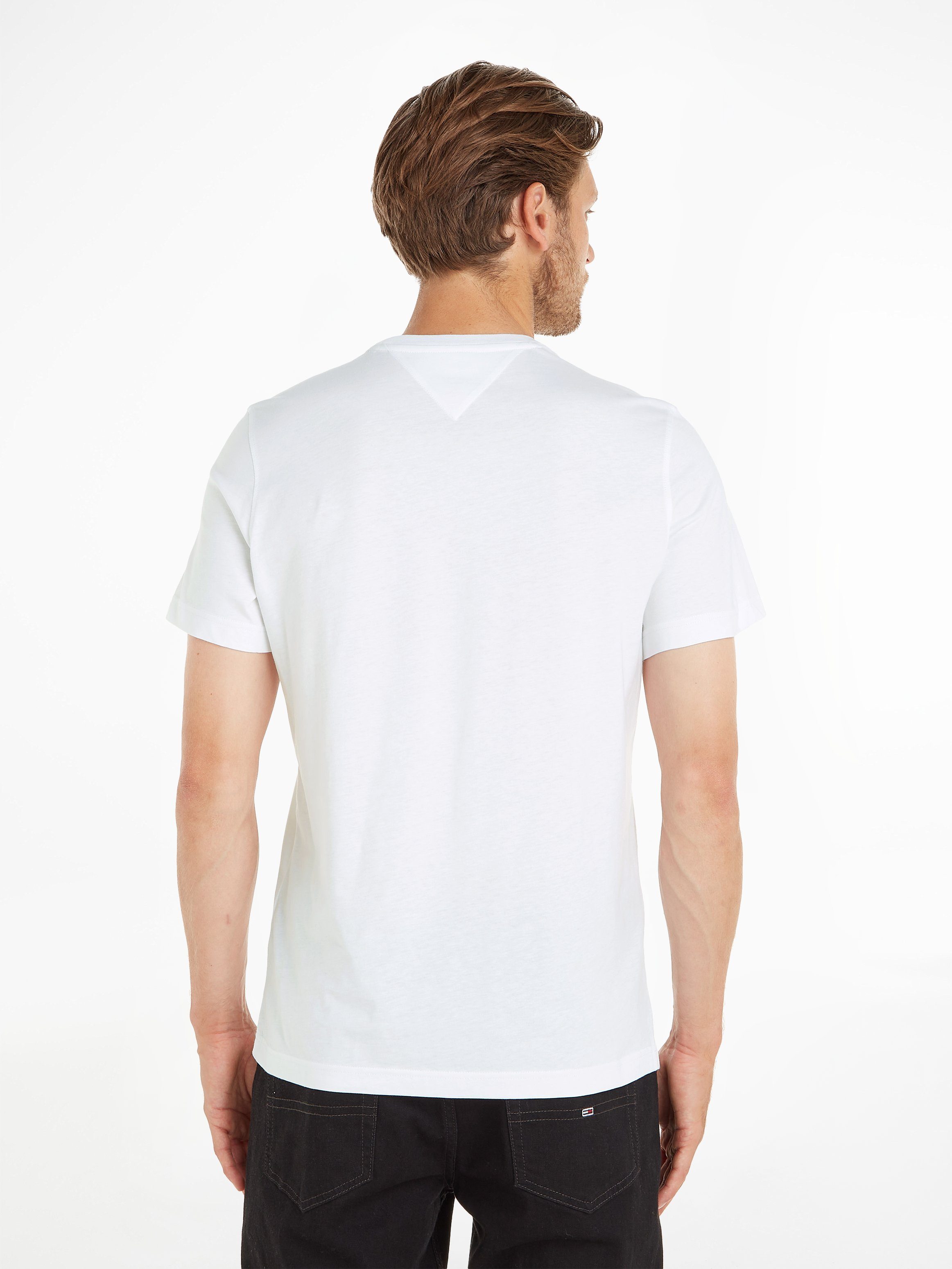 Regular und WHITE Fit Tommy Jeans SOLID TEE Rundhalsausschnitt dezenter ESSENTIAL TJM Logo-Flag T-Shirt mit CLASSIC