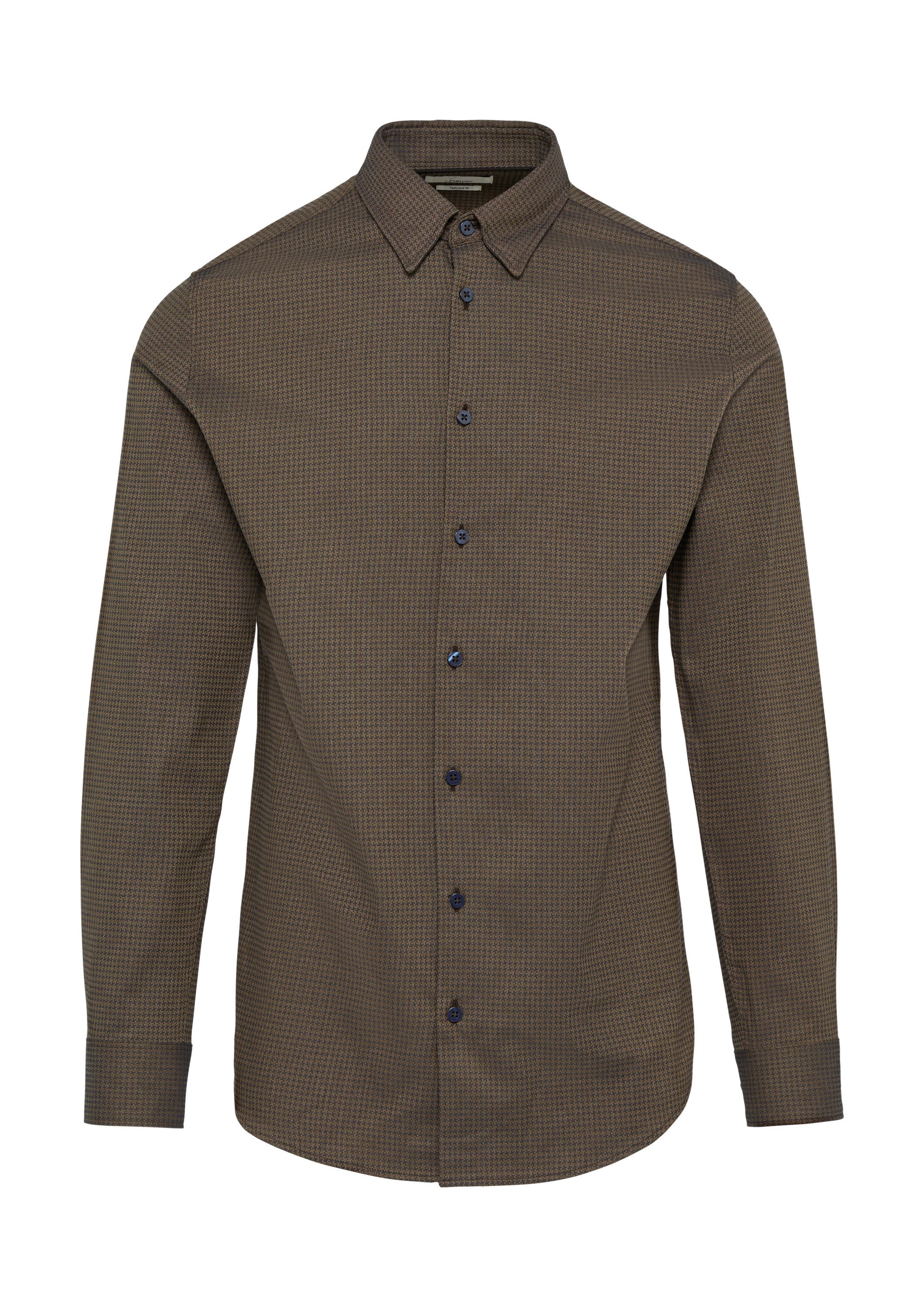 s.Oliver Langarmhemd Hemd Tailored Fit: Hemd mit Hahnentrittmuster