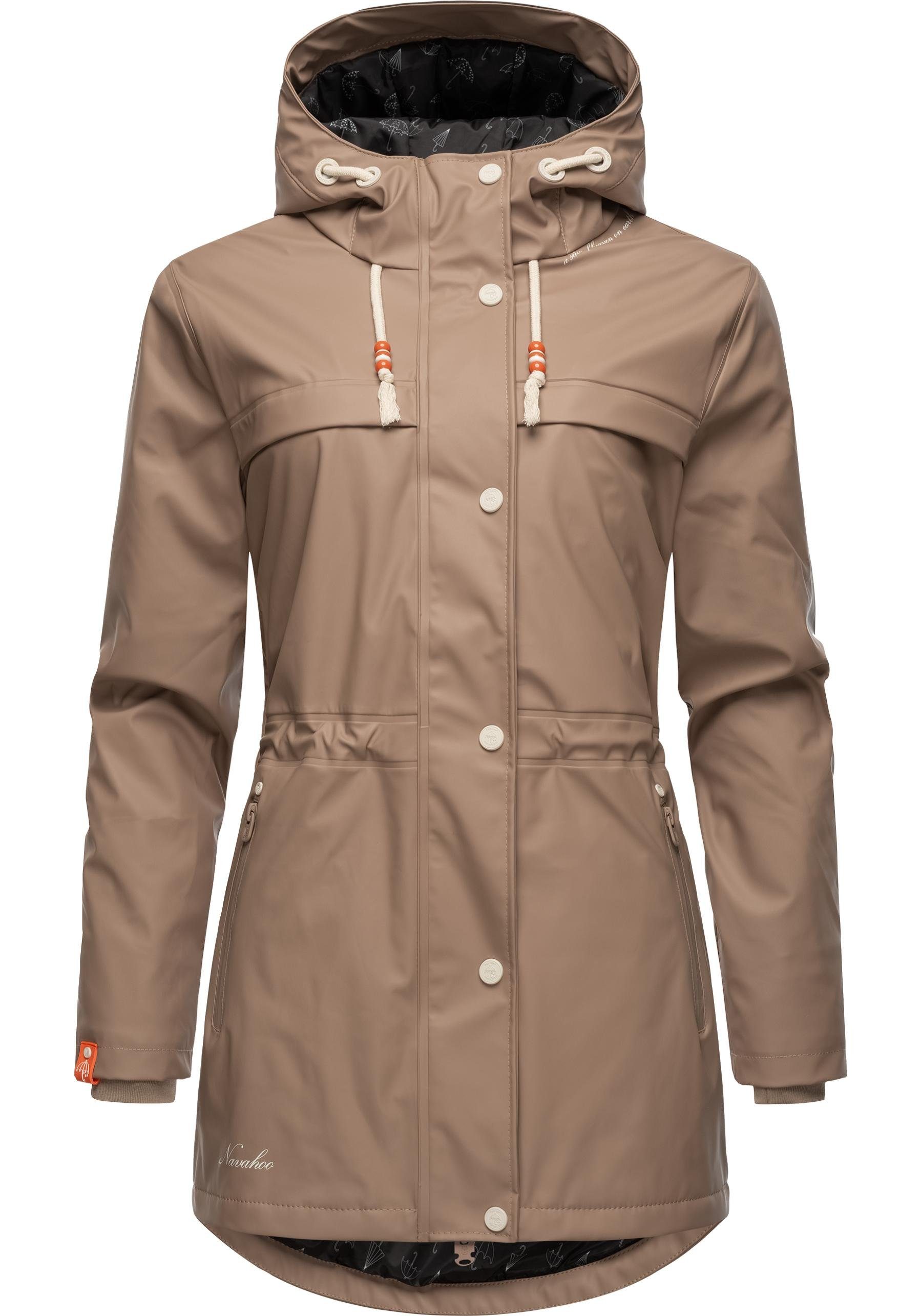 Navahoo Regenmantel Rainy Forest modischer Damen Outdoor Regenparka taupe