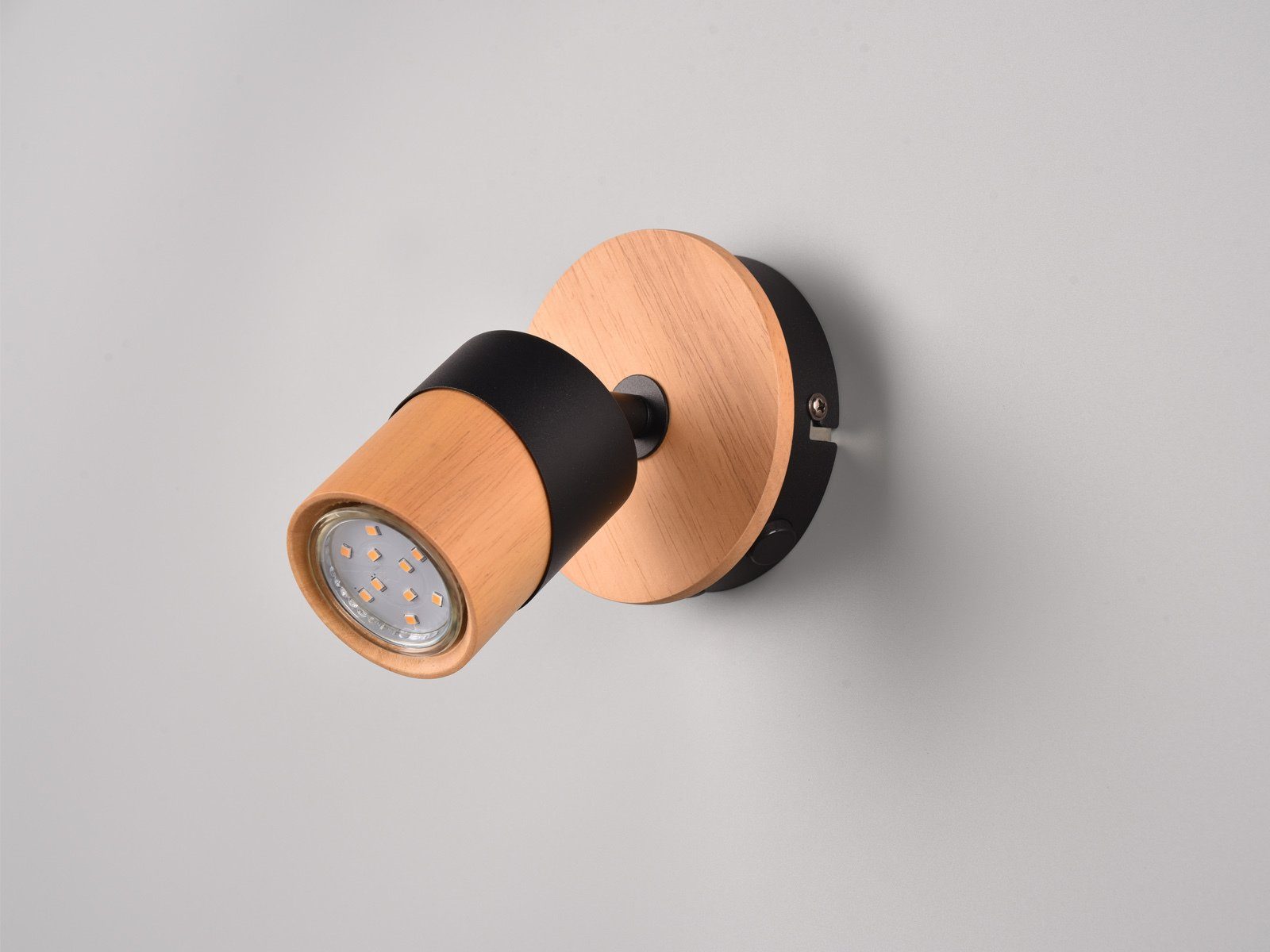 TRIO Leuchten LED Wandstrahler, Dimmfunktion, LED wechselbar, warmweiß, innen, kleine Holz-lampe Spot schwenkbar, Wandlampe Bett & Treppenhaus