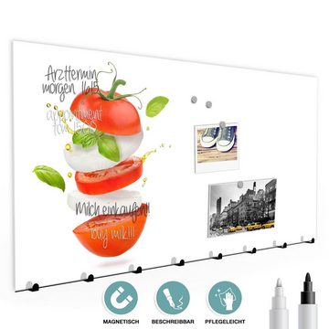 Primedeco Garderobenpaneel Magnetwand und Memoboard aus Glas Tomaten Mozzarella Schnitze