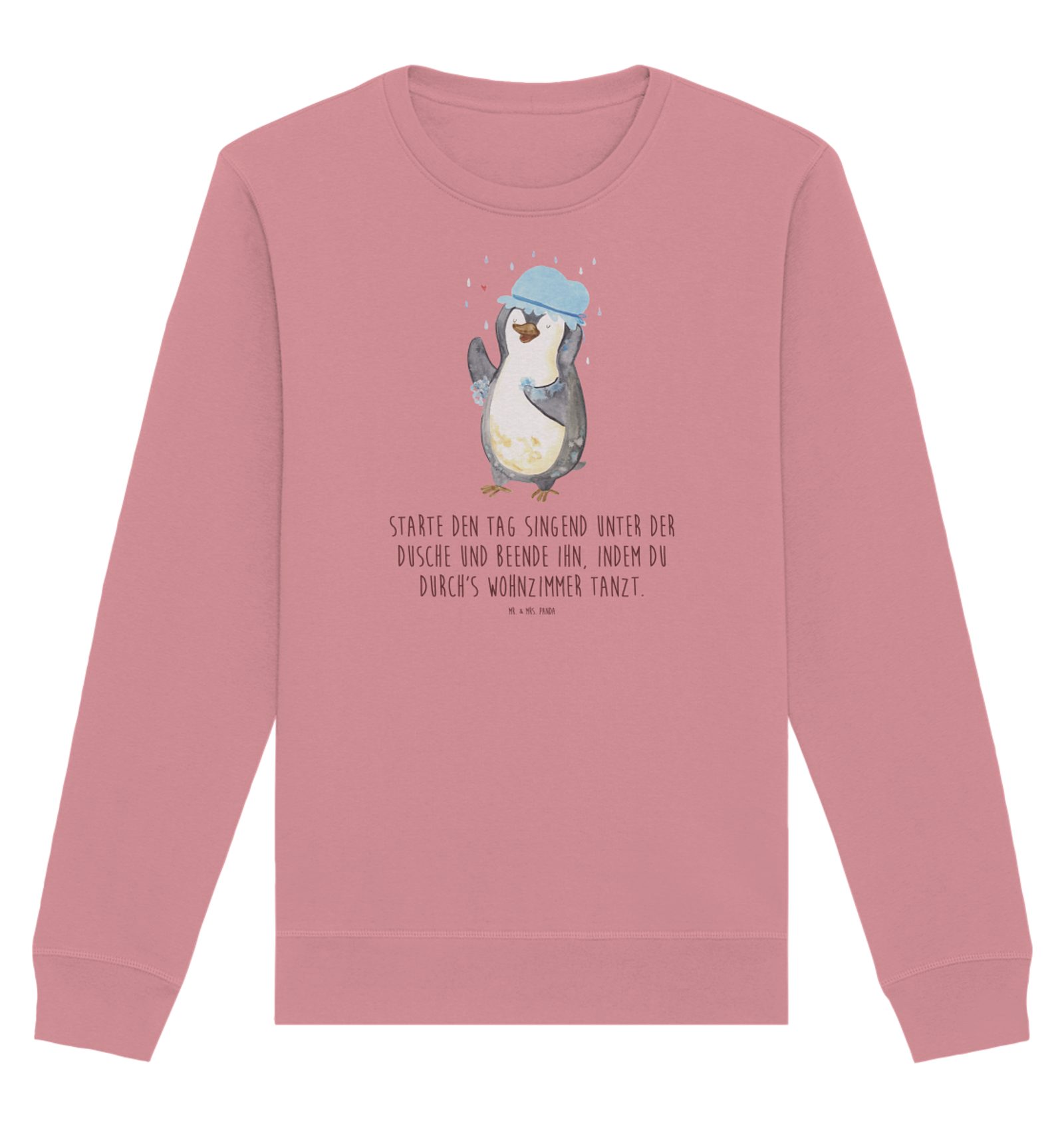 Longpullover Pinguin Duschen Größe L - Canyon Pink - Geschenk, Sweatshirt Männer