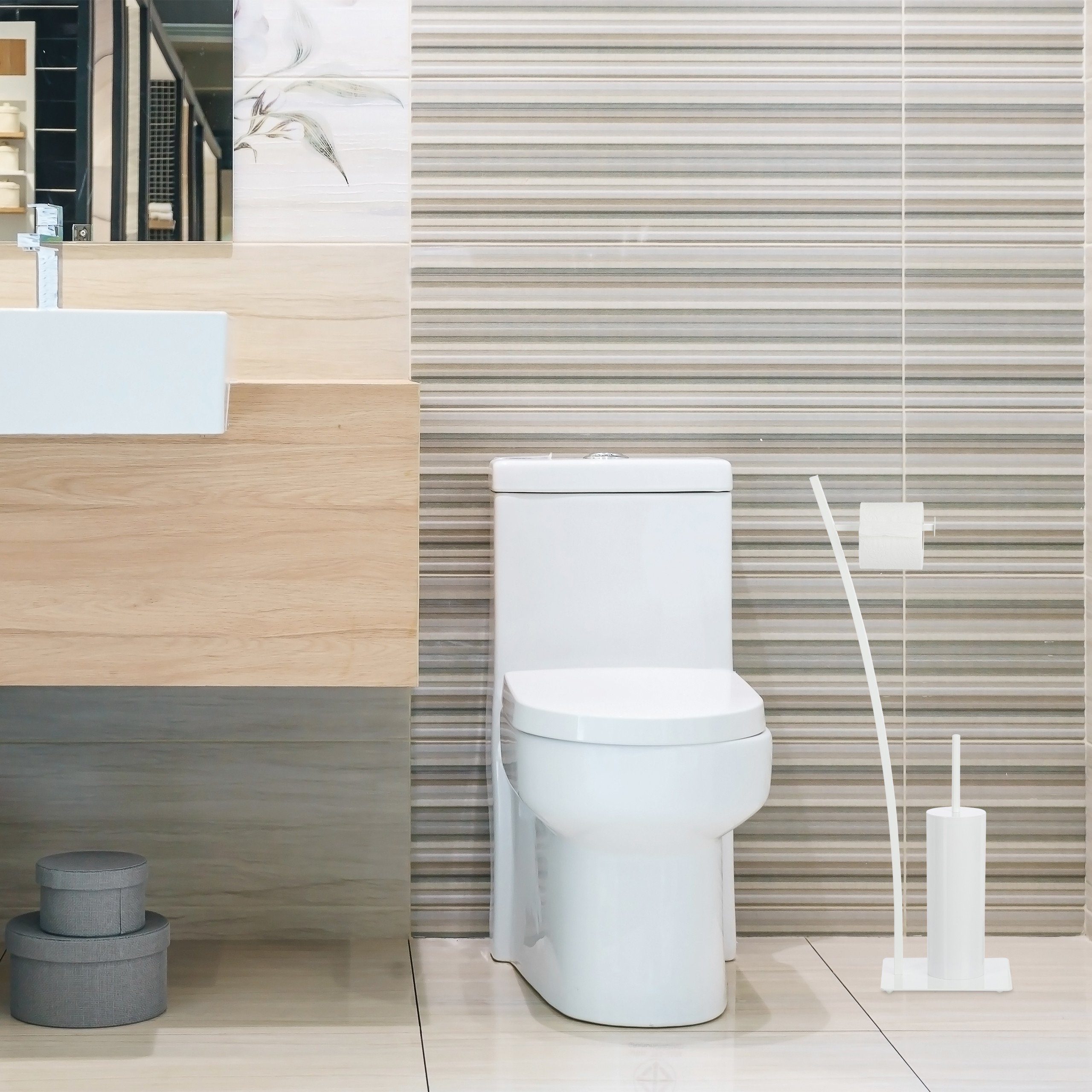 relaxdays Toilettenpapierhalter WC-Garnitur weiß günstig online kaufen