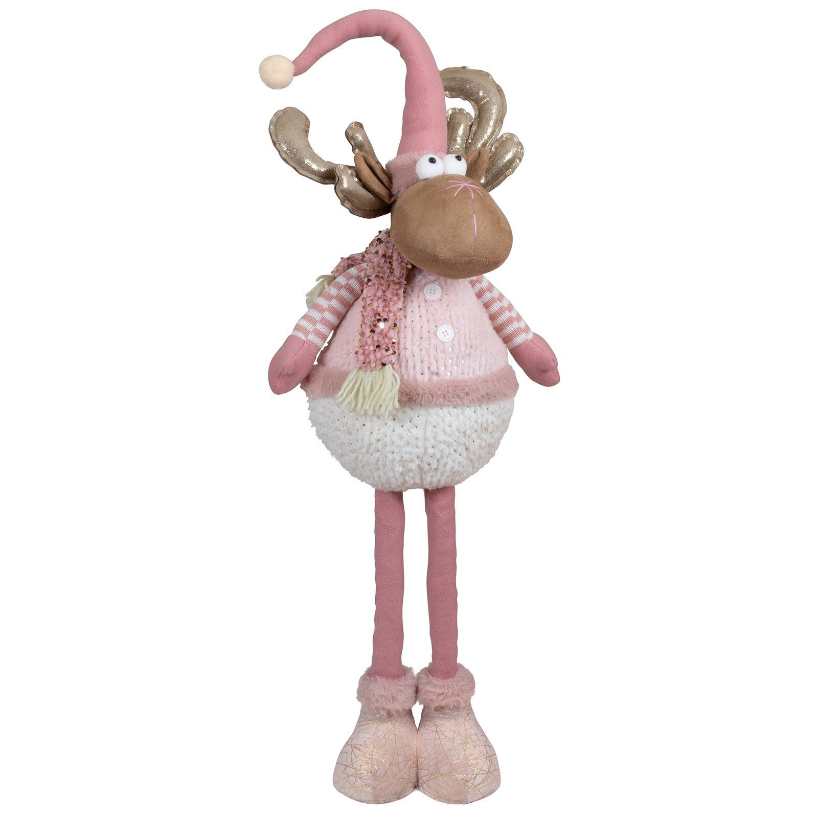 Christmas Paradise Weihnachtsfigur XL Elch 53-73 cm (78-98 cm) (Rentier, 2 St., Weihnachtsdeko), ausziehbare Teleskopbeine, rosa