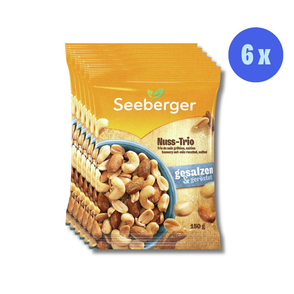 Seeberger Snacks Nüsse Seeberger Nuss-Trio Multipack - 6 x 150 g, geröstet & gesalzen