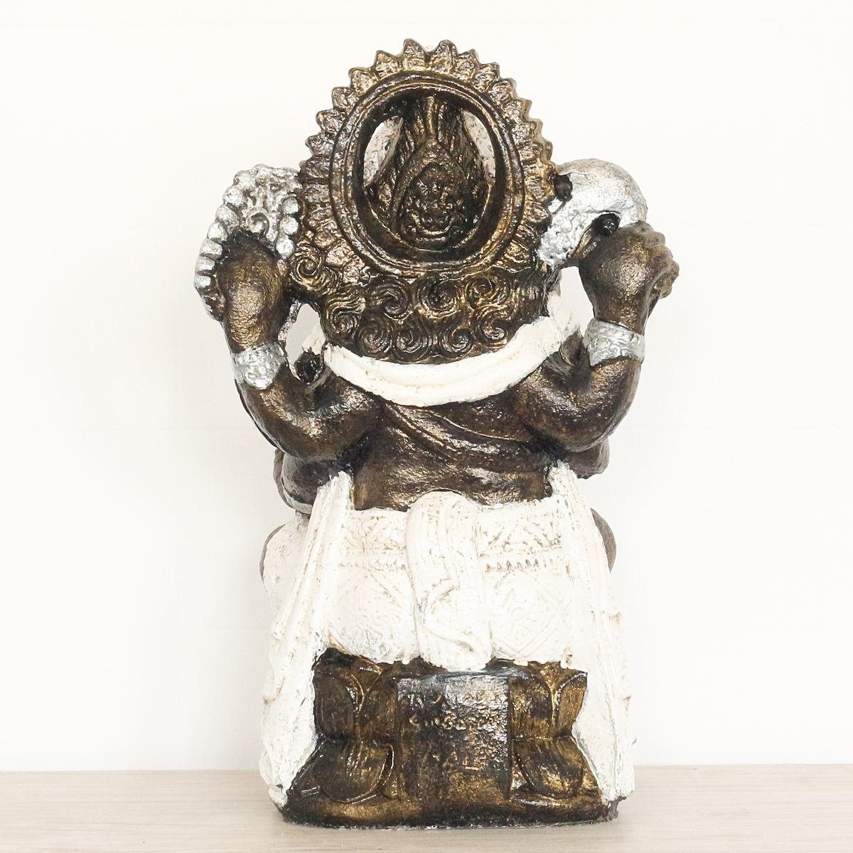 Oriental Galerie Resin in sitzend Figur (1 Elefant 53 St), Dekofigur Ursprungsland Herstellung Gold Weiß Ganesha traditionelle Handarbeit im cm