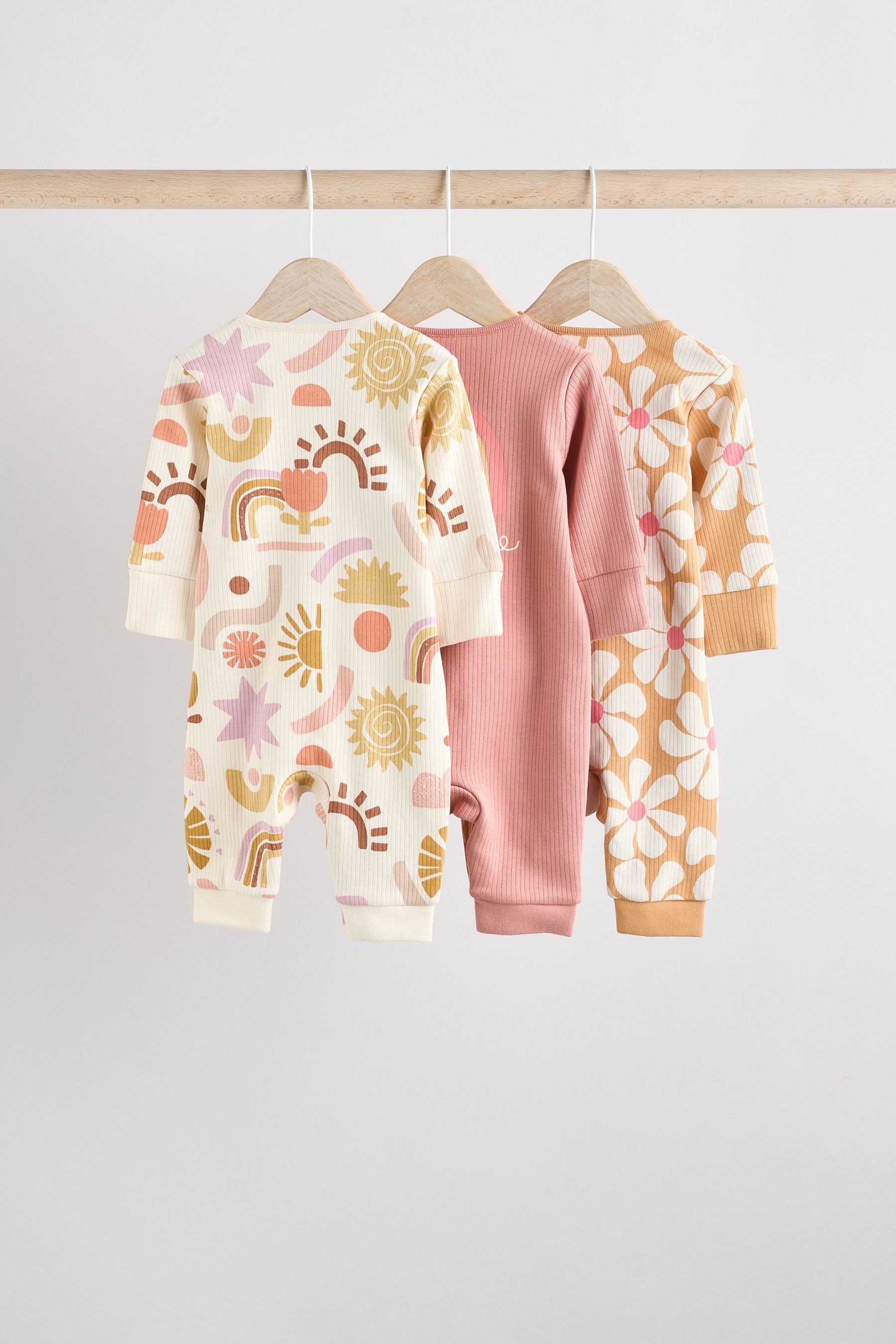 Next Schlafoverall Fußlose Baby-Schlafanzüge mit RV, 3er-Pack (3-tlg)