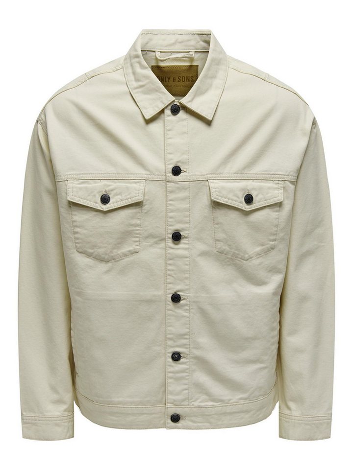 ONLY & SONS Langarmhemd Basic Übergangs Shaket mit Taschen für Herren ONSEND OVZ CANWAS 4470 JACKET