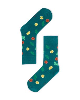 FUNDMATE Freizeitsocken LEVIN, LEVINIA (Box, 4-Paar) Bunte Socken mit tropischen Motiven, 4€ Spende pro Kauf