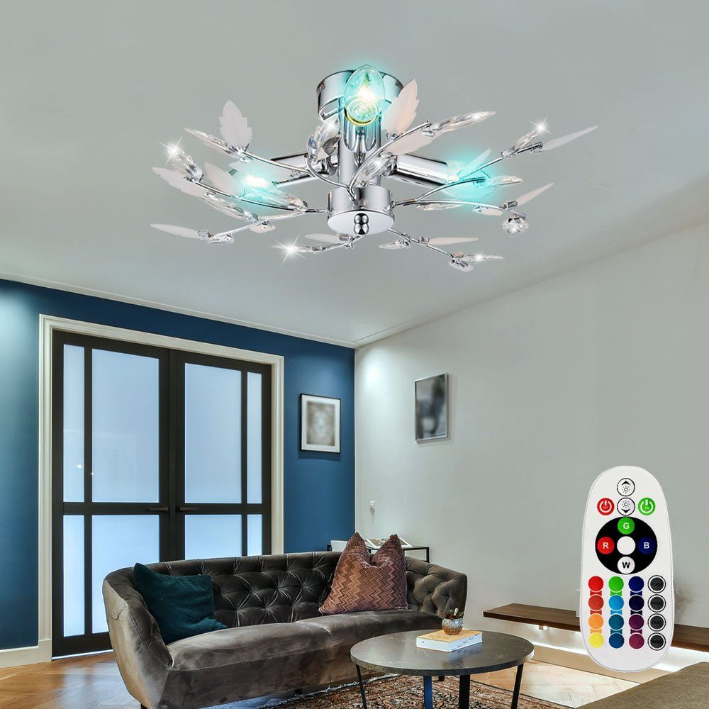 etc-shop LED Deckenleuchte, Deckenleuchte mit Blätter Wohnzimmerlampe Farbwechsel, dimmbar Warmweiß, inklusive, Leuchtmittel Fernbedienung