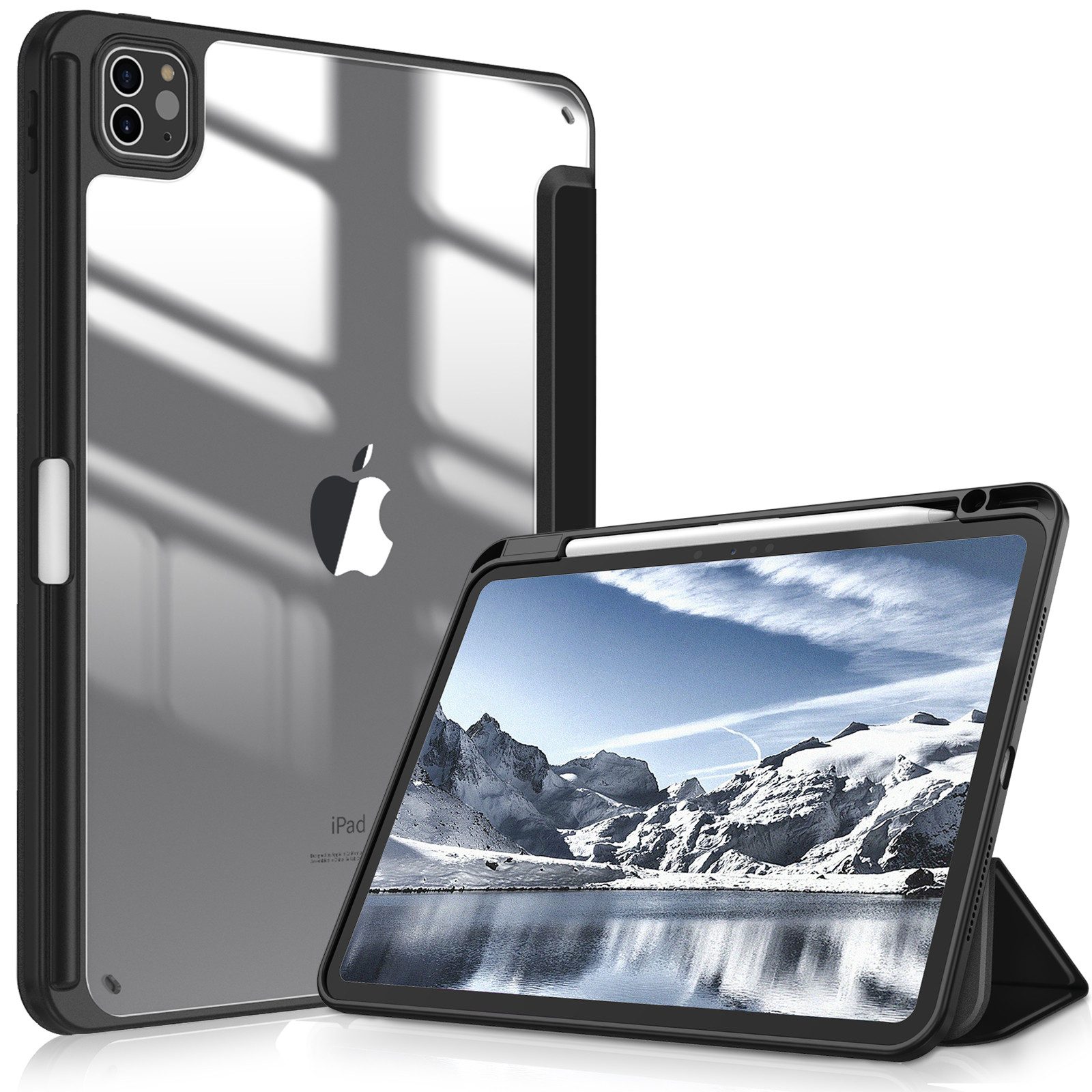 Fintie Tablet-Hülle für iPad Pro 11 Zoll (M5/M4) 2025/2024 mit Stifthalter, Stoßfeste Schutzhülle mit transparenter Hartschale auf der Rückseite