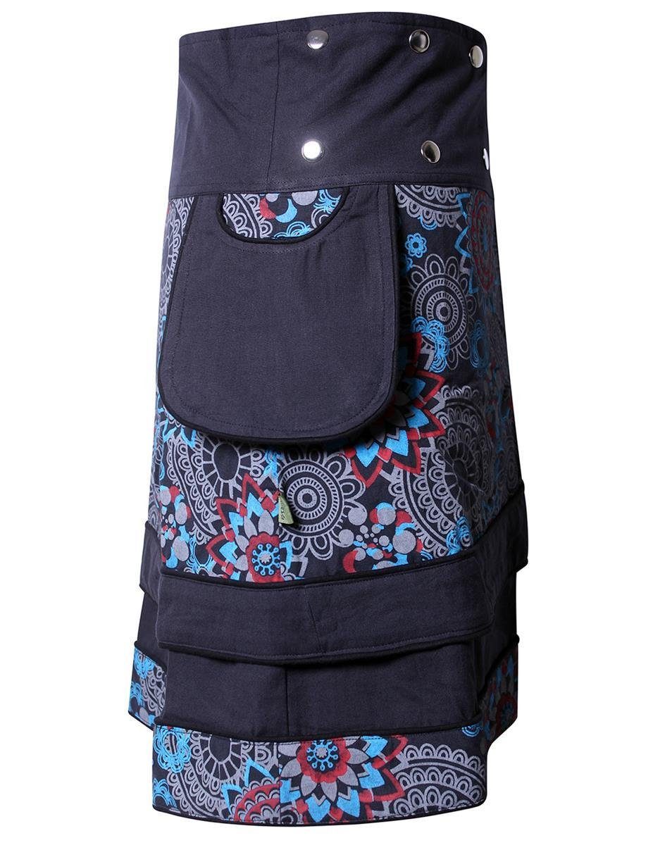 Vishes Wickelrock Rock zum Wickeln mit Druckknöpfen Mandala Blumen Cacheur, Elfen, Goa, Hippie Style