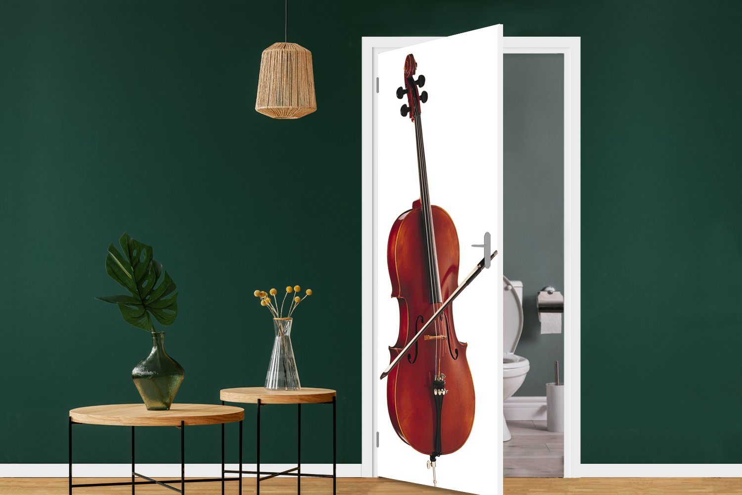 MuchoWow (1 Türaufkleber, St), 75x205 Tür, bedruckt, Fototapete eines Porträtfoto cm für Matt, Türtapete Cellos,