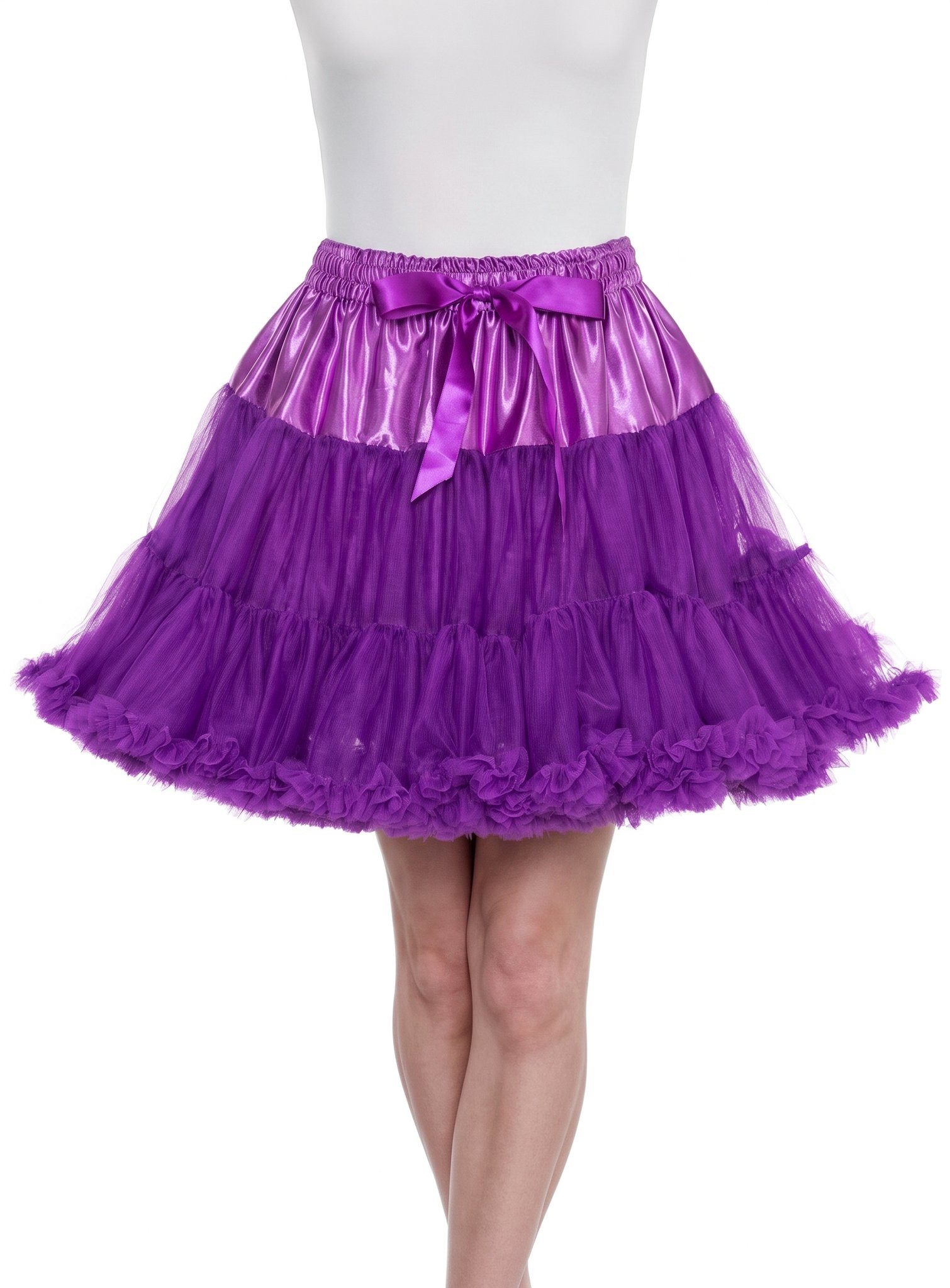 Metamorph Kostüm Rüschen Tutu lila, Hochwertiger Petticoat mit Schleife und Rüschensaum
