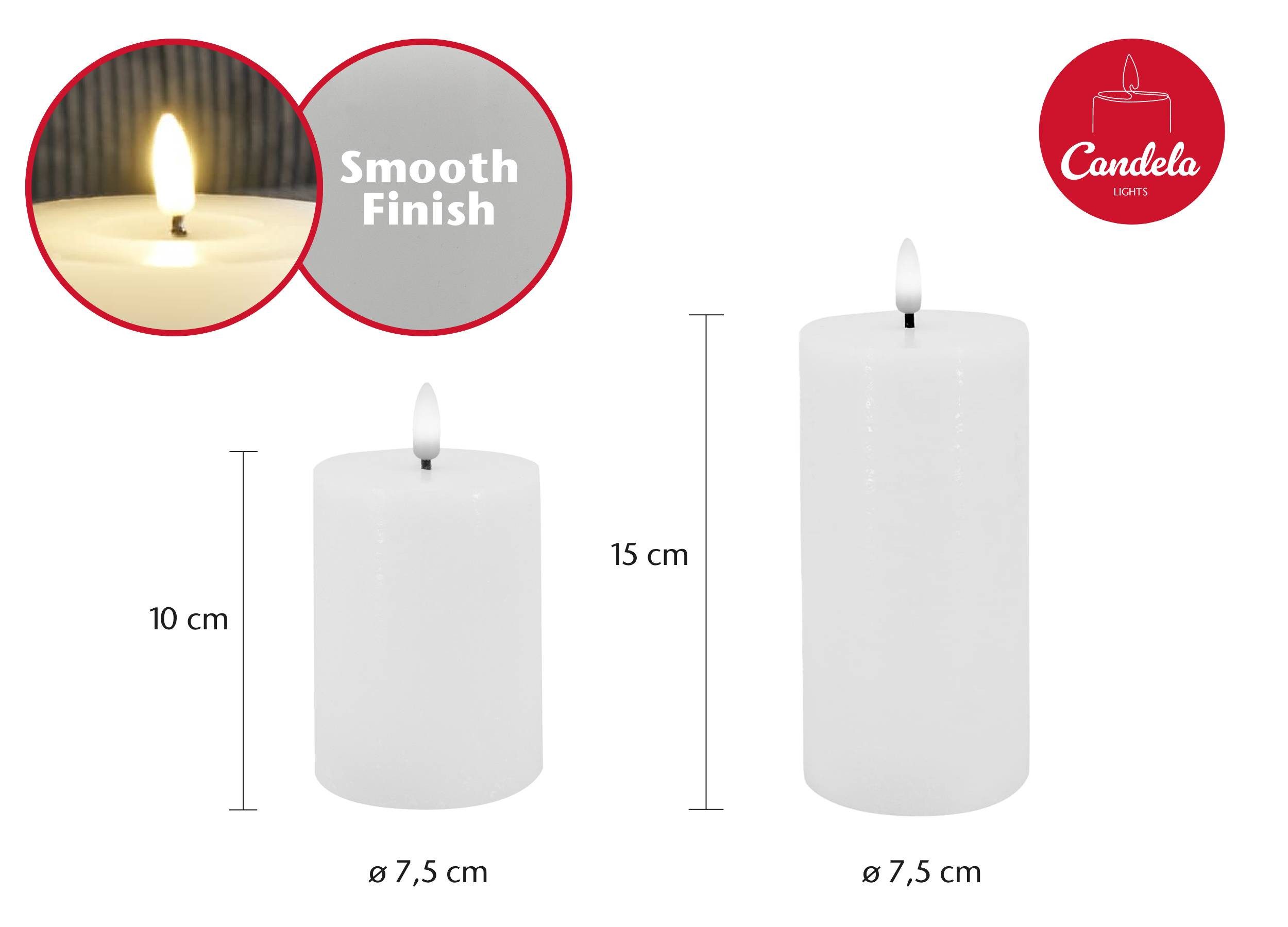 LC Home LED-Kerze Candela Lights LED Kerzen 4er Set Winter glatt Echtwachs (4-tlg) – Bild 4 von 5