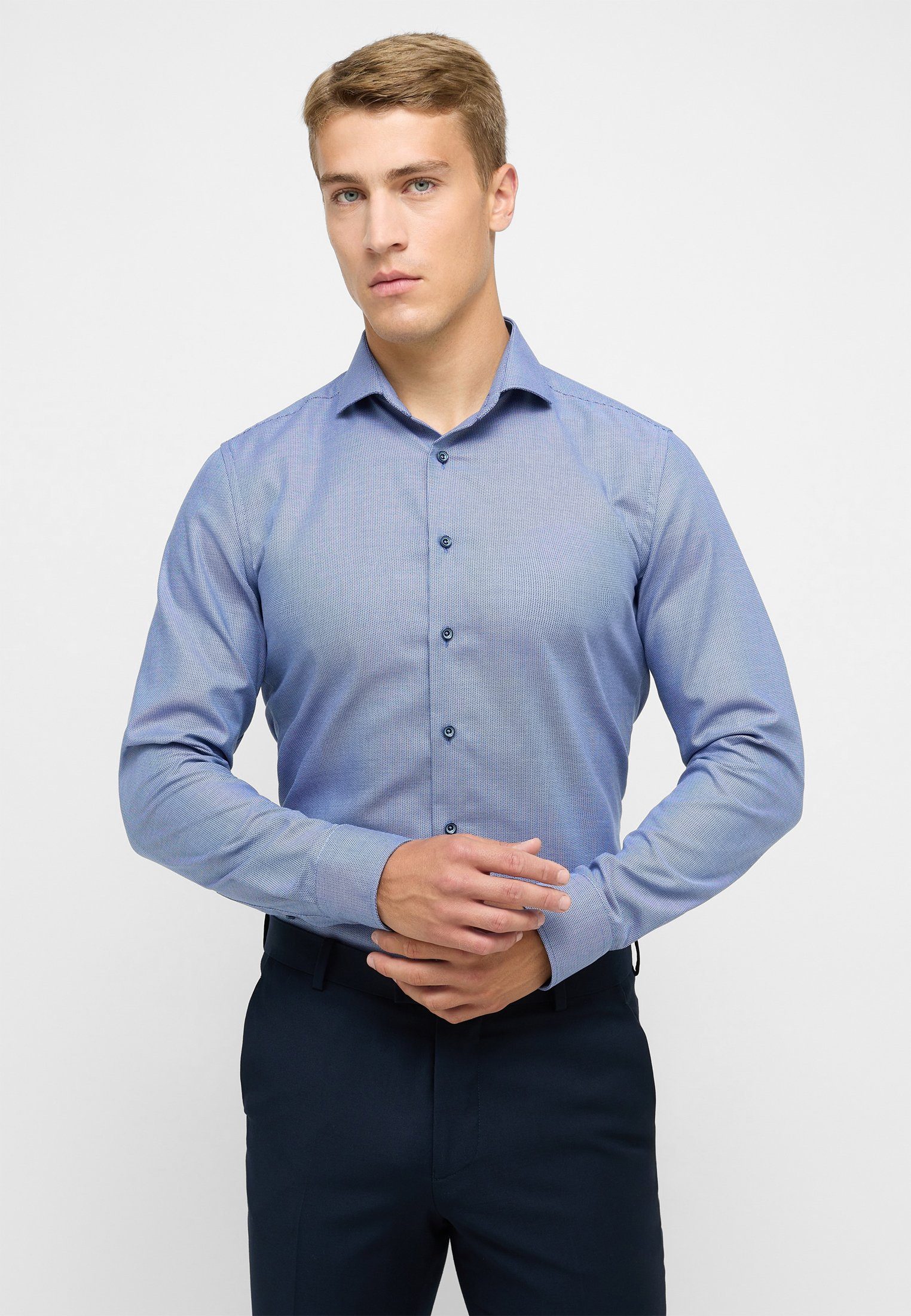 Eterna Langarmhemd SLIM FIT blau