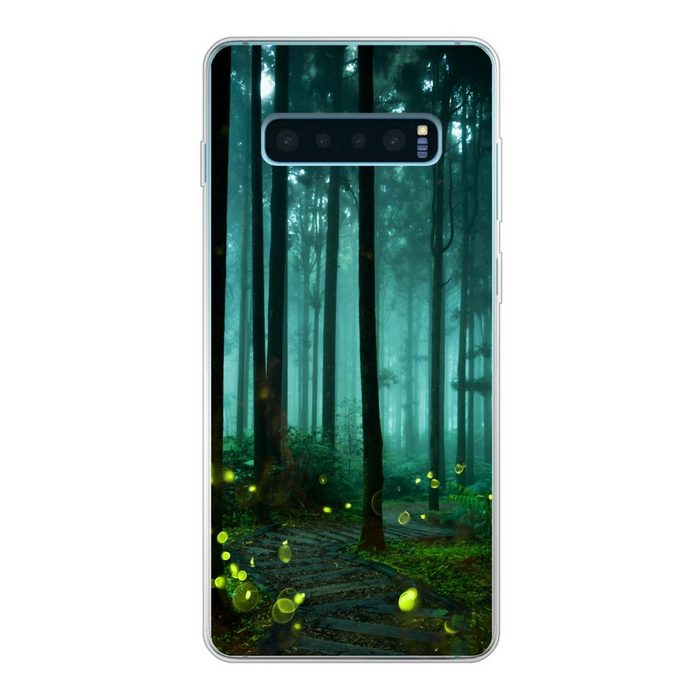 MuchoWow Handyhülle Glühwürmchen beleuchten einen Wald Phone Case Handyhülle Samsung Galaxy S10+ Silikon Schutzhülle
