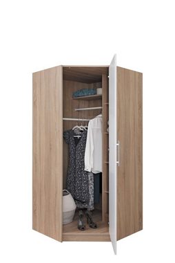 Stylefy Garderobenschrank Egon Sonoma Eiche Weiß Hochglanz (Kinderschrank, Mehrzweckschrank) mit 6 Fächern, Spanplatte, viel Stauraum, FSC-Zertifizierung, Modern Design