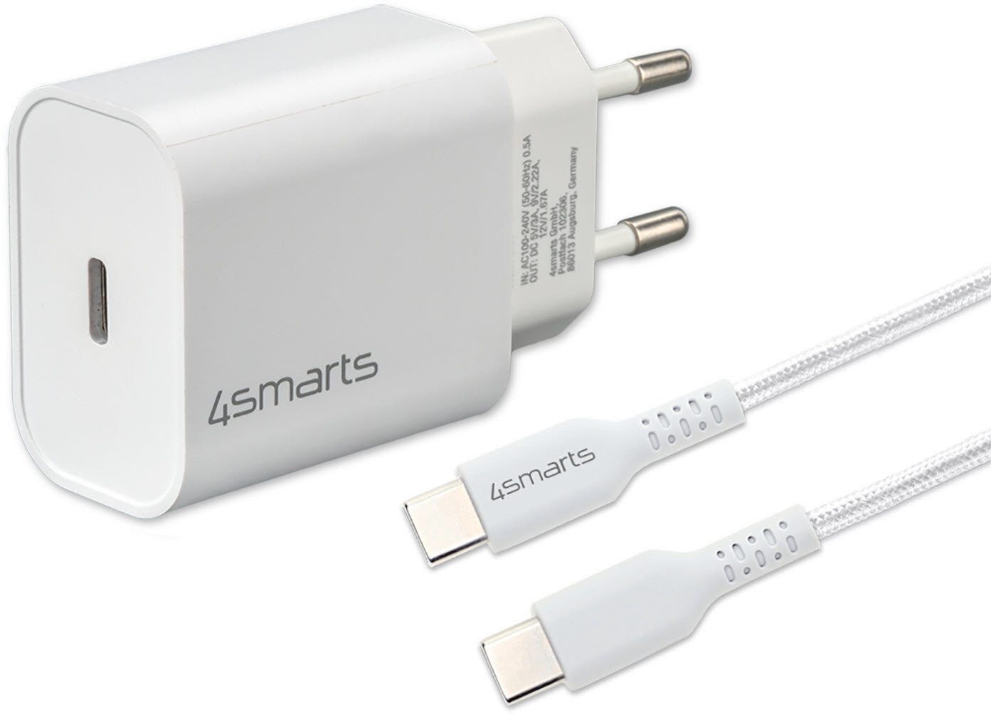 4smarts 4smarts Schnelllade-Set 20W mit 1.5m USB-C zu USB- Handy-Netzteile (Knickschutz)