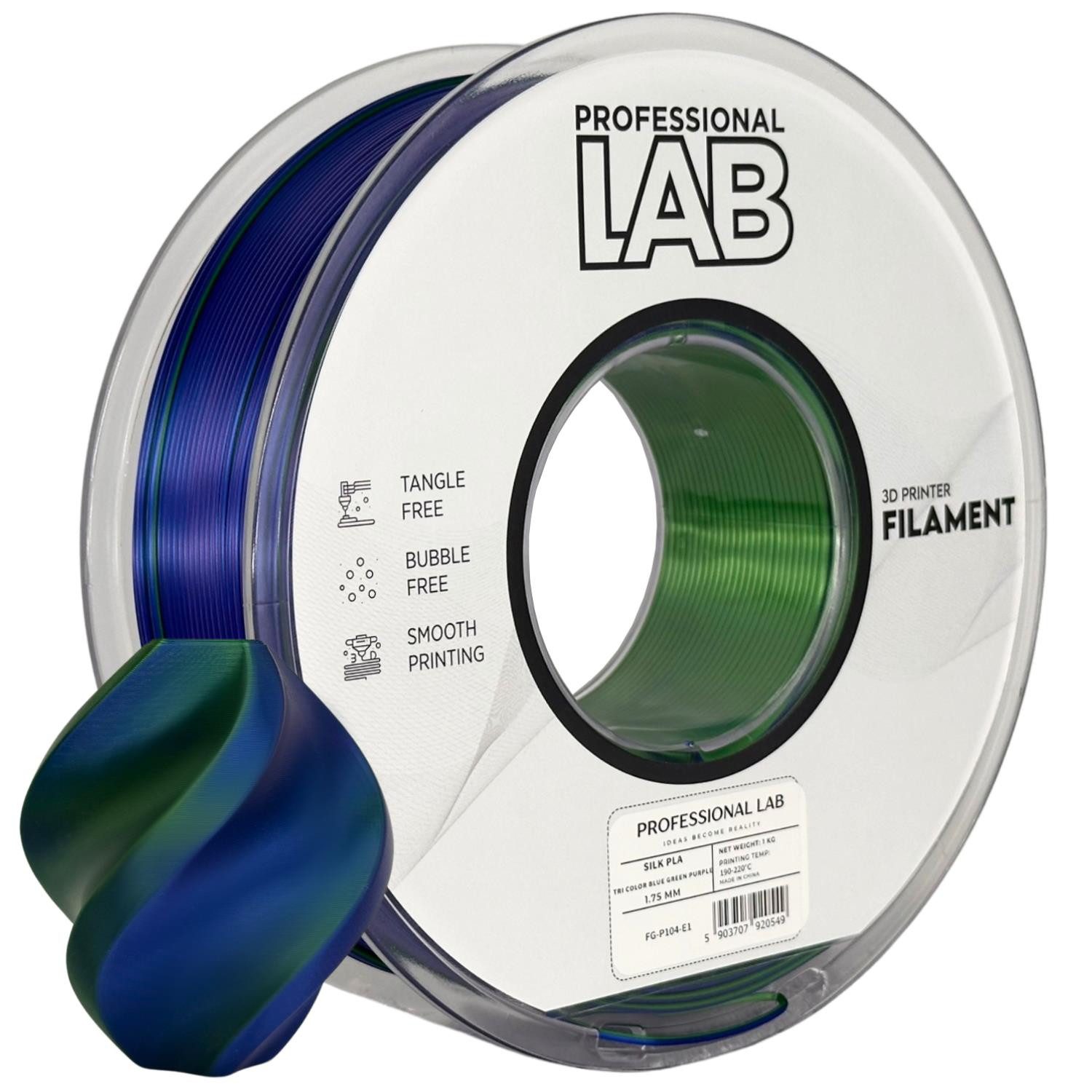 Prof. Lab Filament Silk PLA Filament Mehrfarbig 1KG 1.75mm, Rainbow Filament