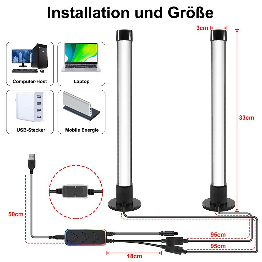 MUPOO LED-Streifen Smart LED Lightbar 2er LED Stripe, USB, Bluetooth & APP- günstig online kaufen