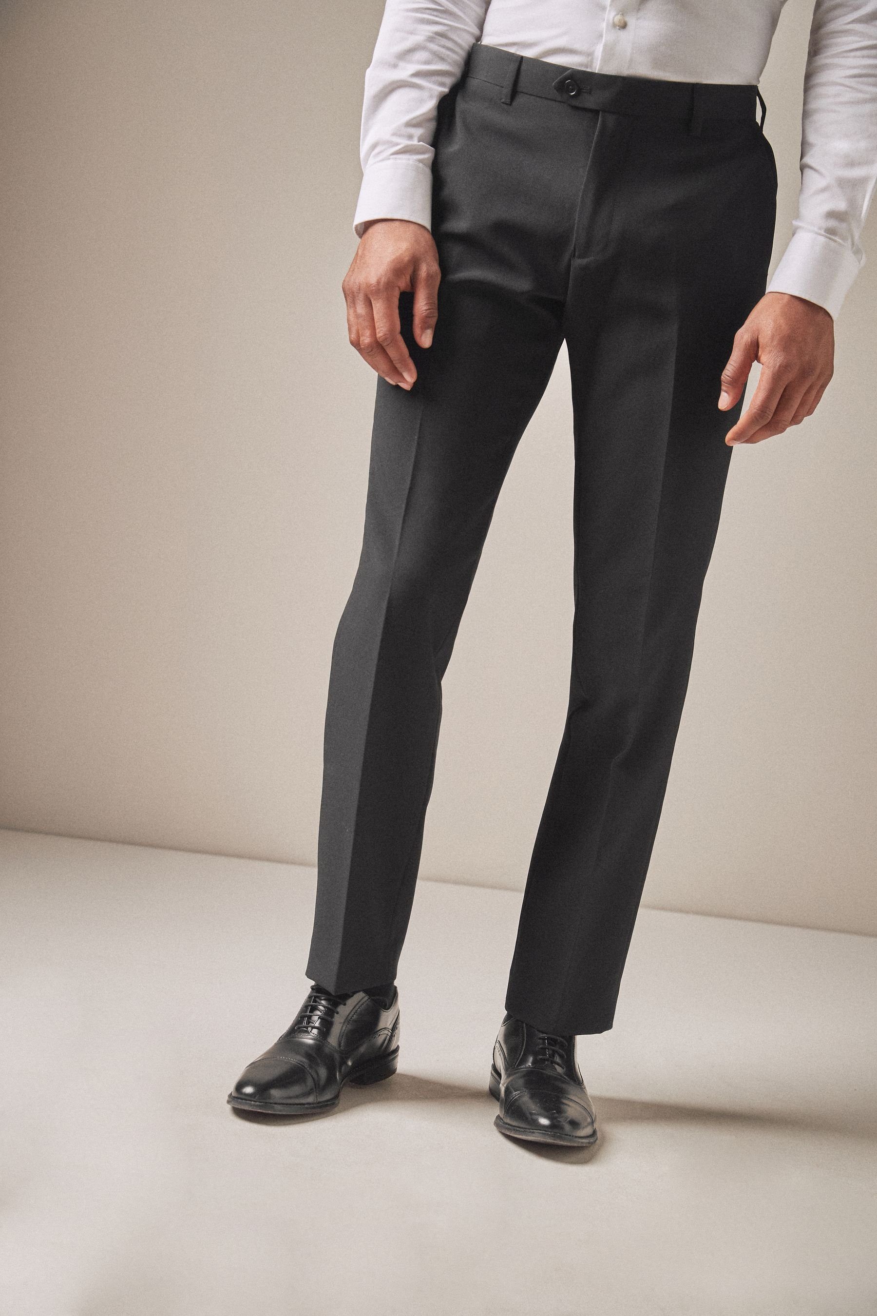 Next Stoffhose Tailored Fit Hose ohne Bundfalte, Maschinenwäsche (1-tlg) Black