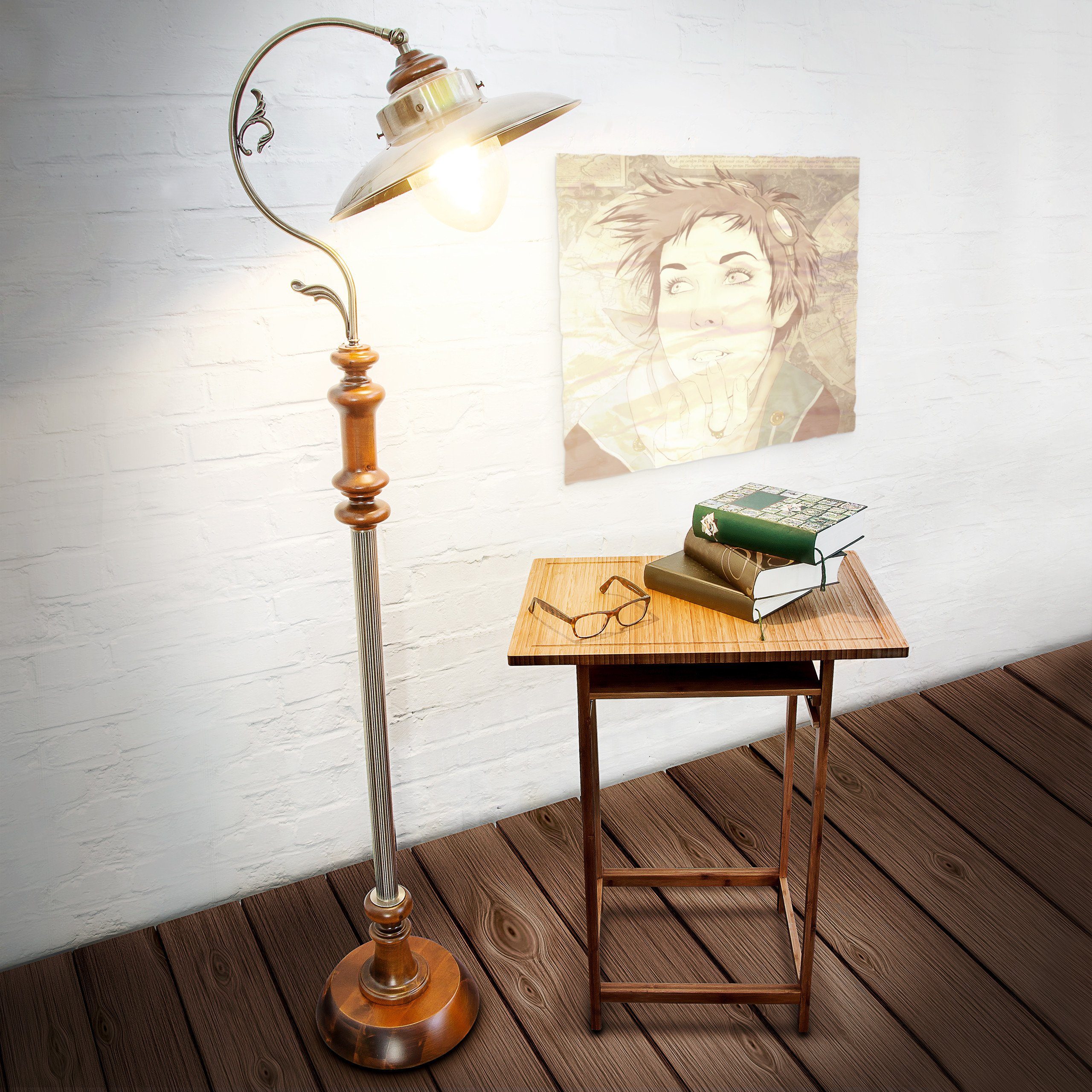 relaxdays Stehlampe Jugendstil Design Messing günstig online kaufen