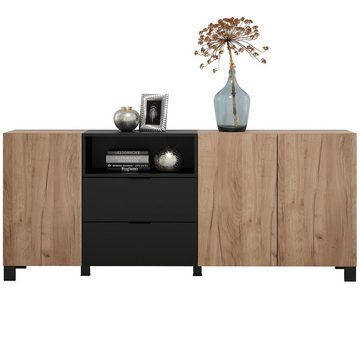 trendteam Sideboard Kendo, Anrichte Kommode Schrank Wohnzimmerschrank Tabak/Schwarz185x78x40cm