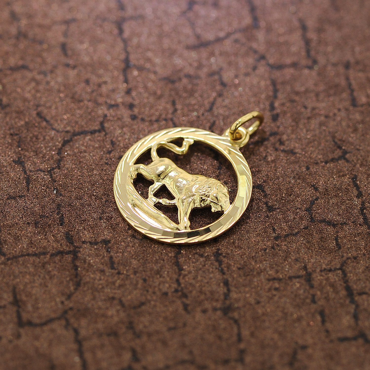 trendor Sternzeichenanhänger 39000-08, Sternzeichen Löwe 333 Gold Anhänger Ø 16 mm