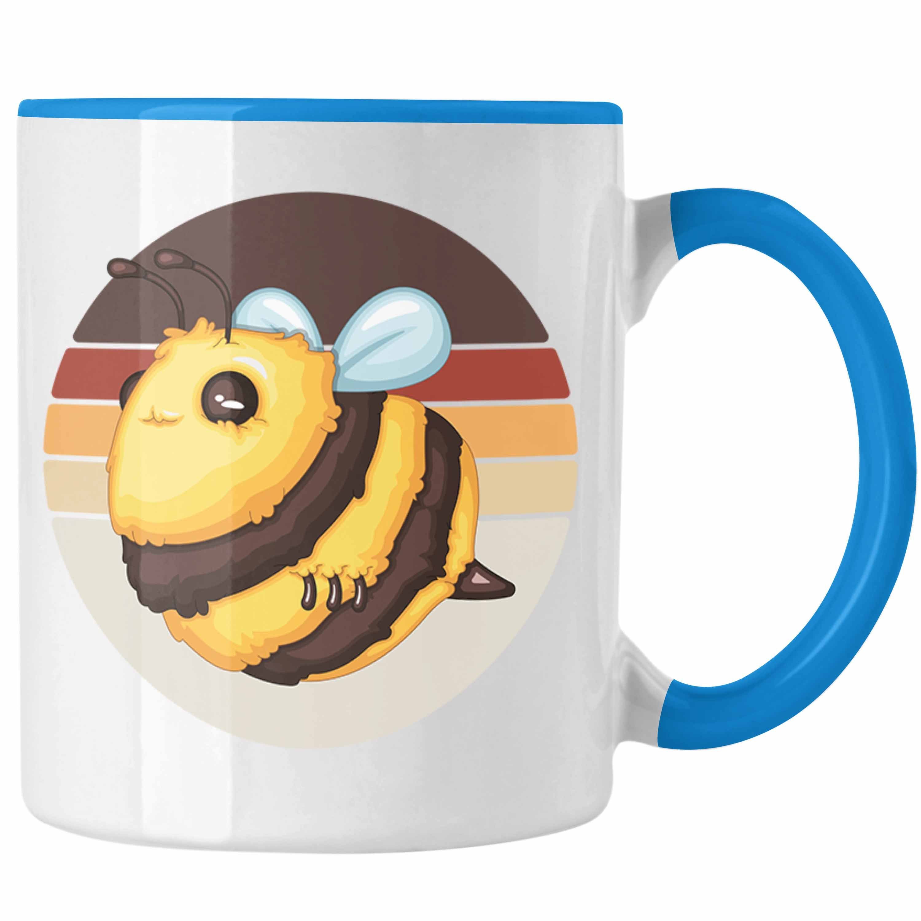 Trendation Tasse Hummel Grafik Tasse Geschenk Bienen Züchter Imker Geschenkidee Blau