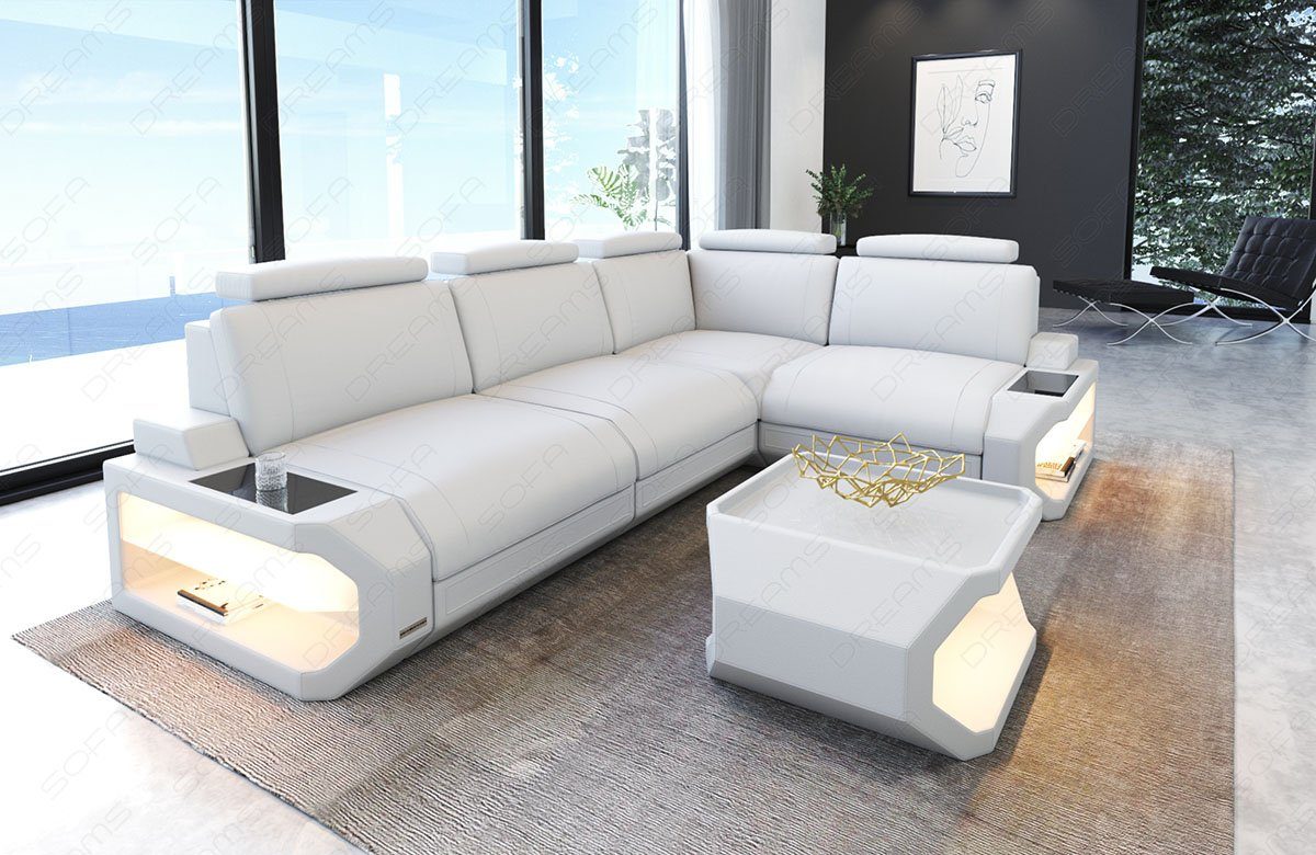 Form LED-Beleuchtung L Ledersofa Leder L-Form Siena Sofa Dreams mit Ledersofa, Couch Ecksofa