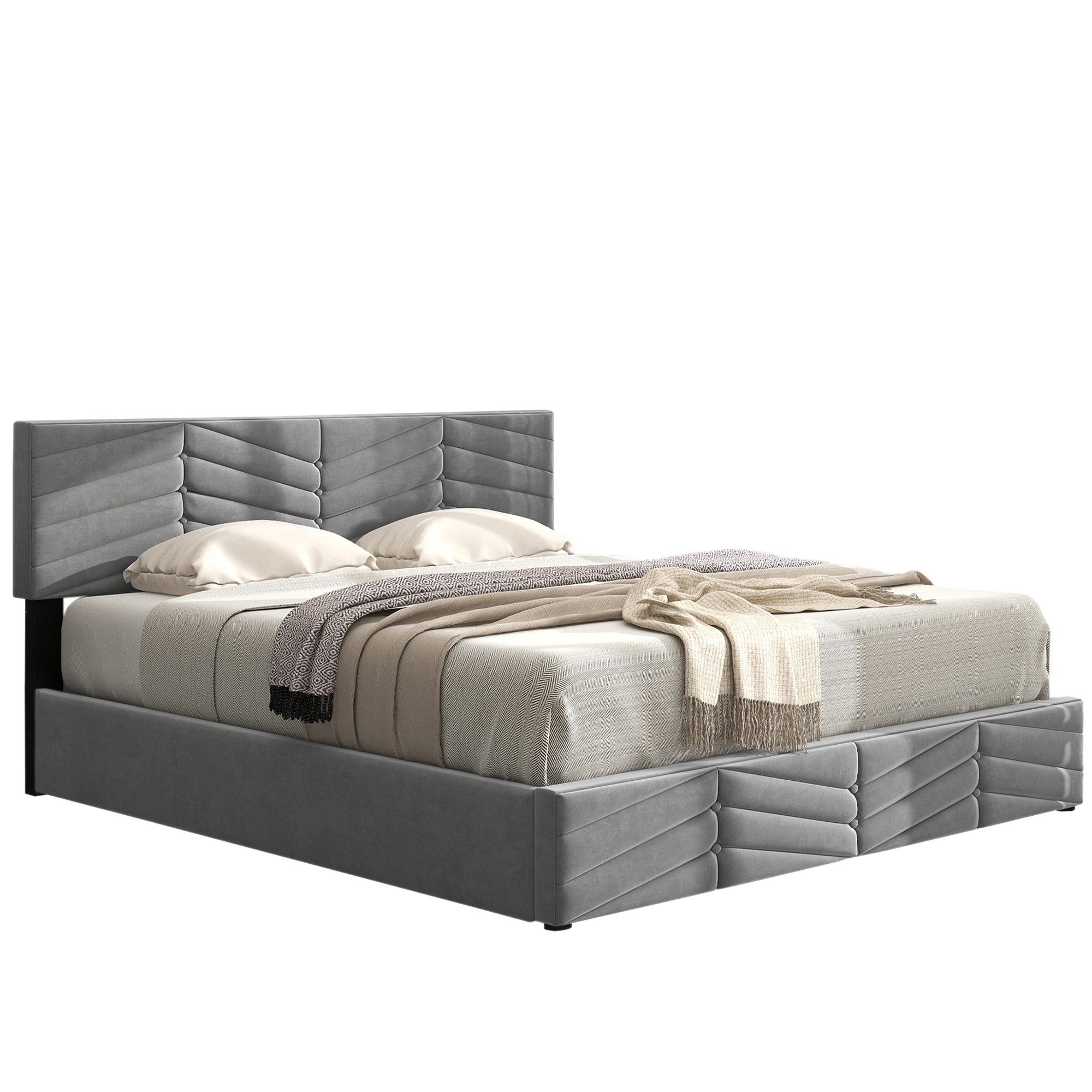 OKWISH Polsterbett Doppelbett Stauraumbett (Hydraulisches Doppelbett günstig online kaufen