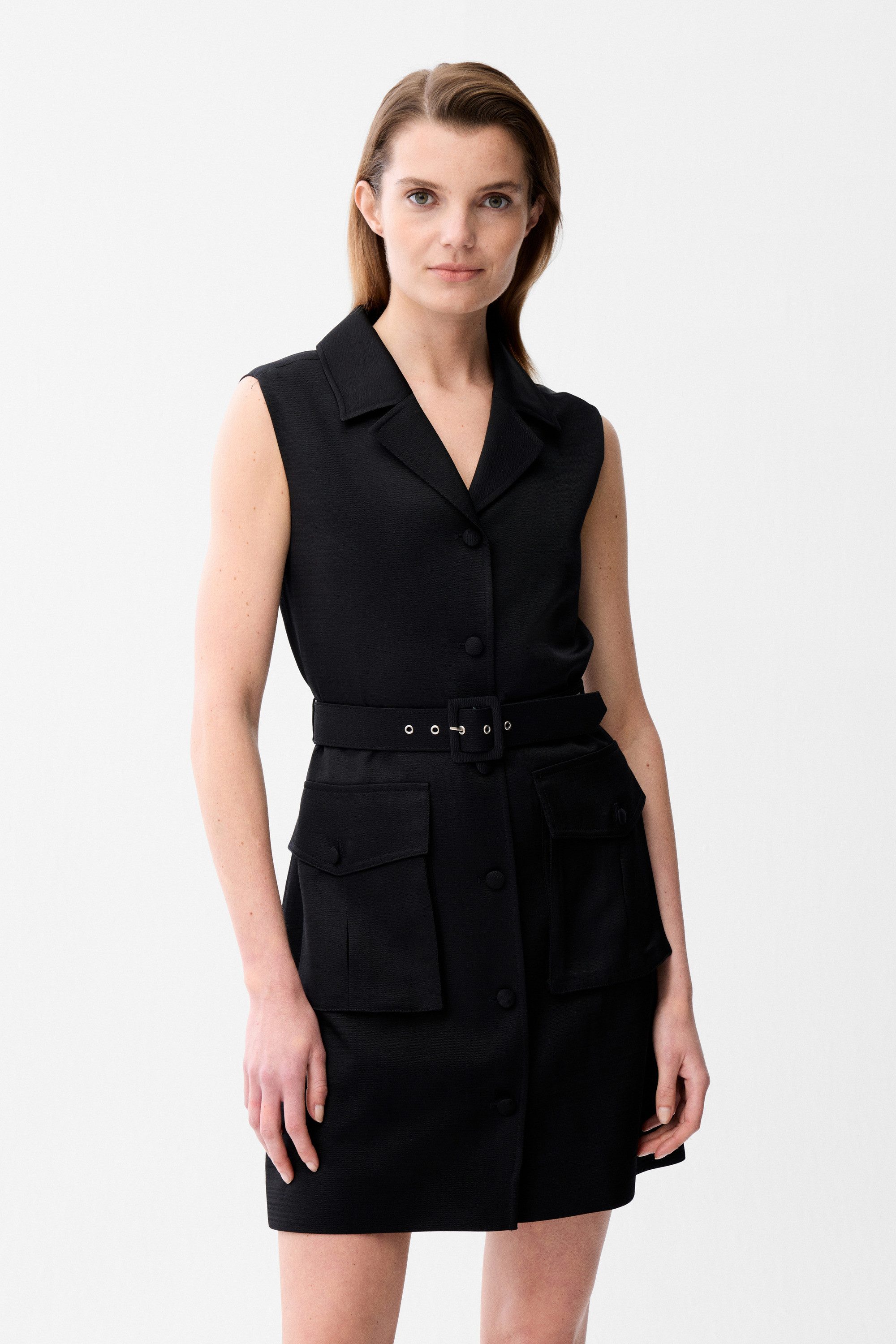 adL Hemdblusenkleid Kleid mit Gürtel und Taschendetail